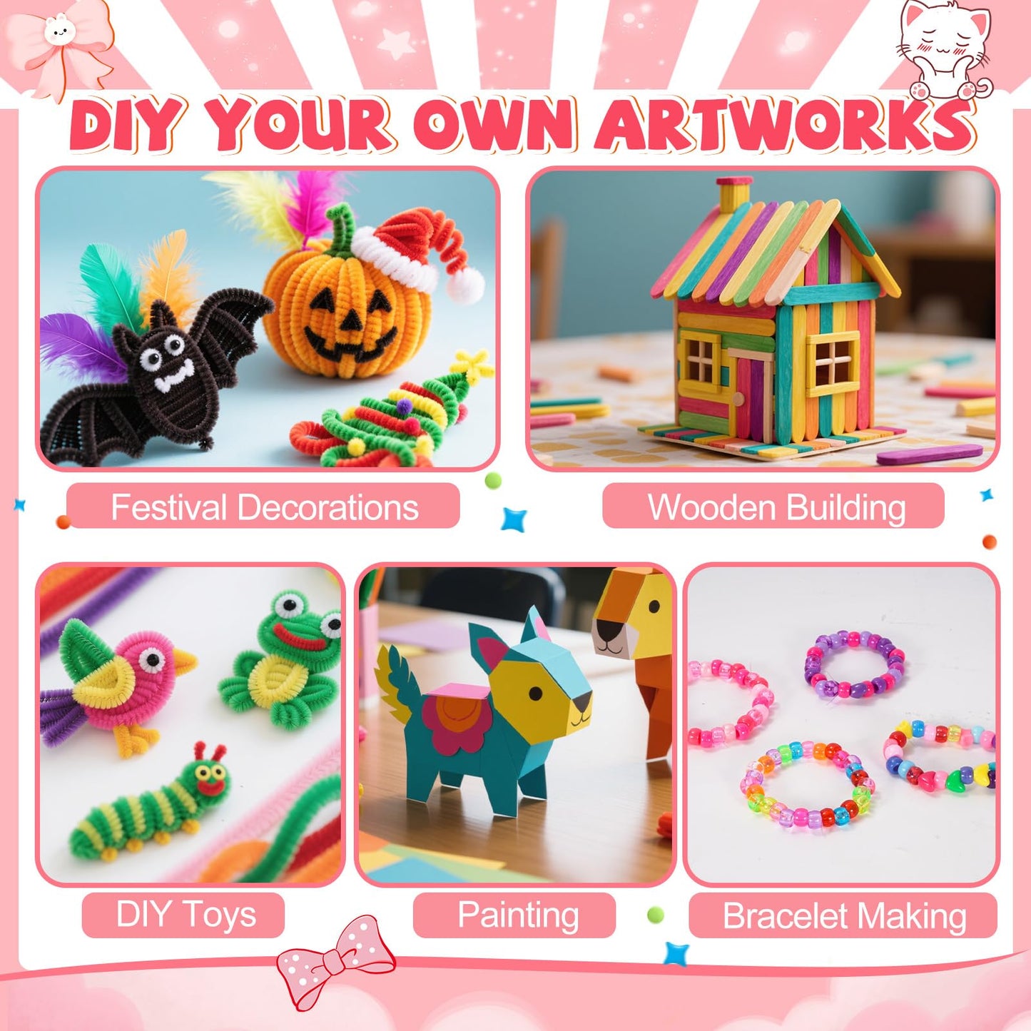 VERYHDSN Arts and Crafts Supplies for Kids-3000+ Pcs DIY Arts & Craft Kit for Boys Girls Ages 4 5 6 7 8 9 10 11 12, 25+Types Craft Materials Bulk, Larage Craft Box Set, Fun&Creative Gift