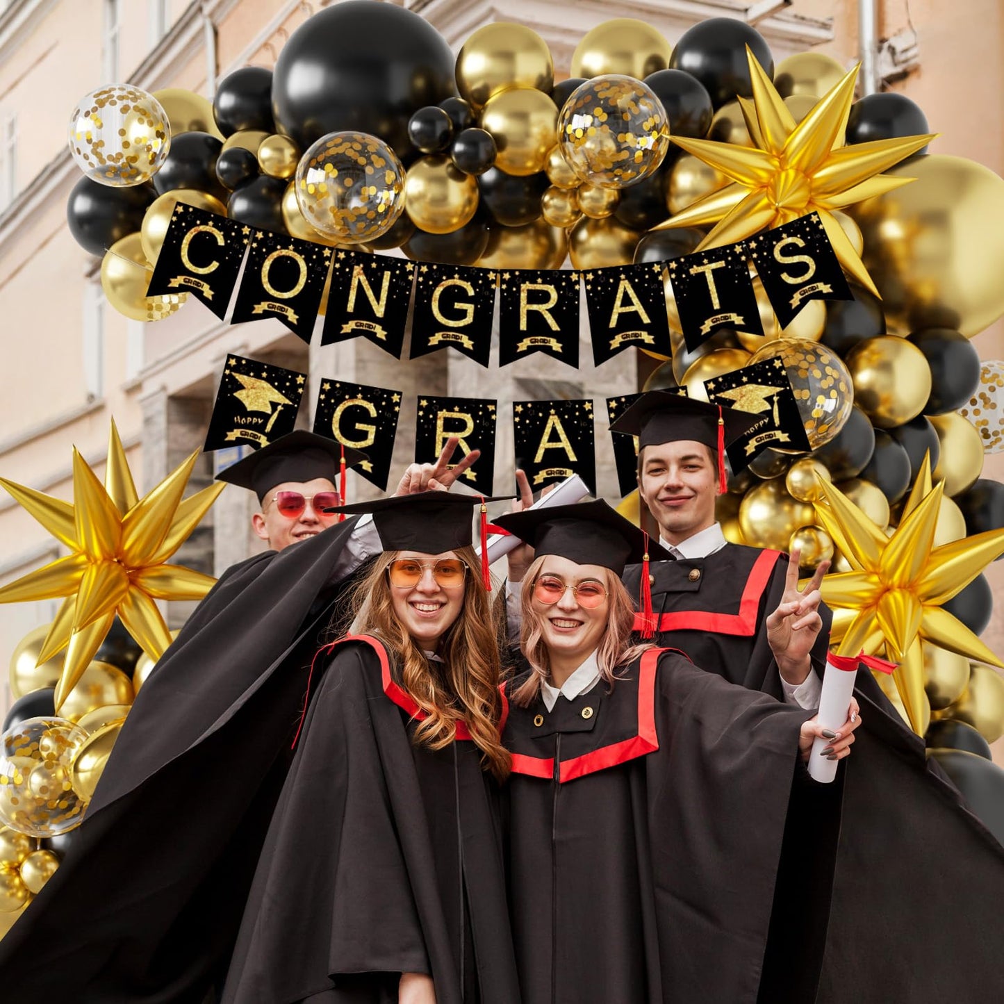 Sllyfo Graduation Decorations 2026 Black and Gold, 2026 Graduation Party Decorations Balloon Arch Kit, Black and Gold Graduation Balloons Class of 2026, Graduation Balloon Banner Arch Kit