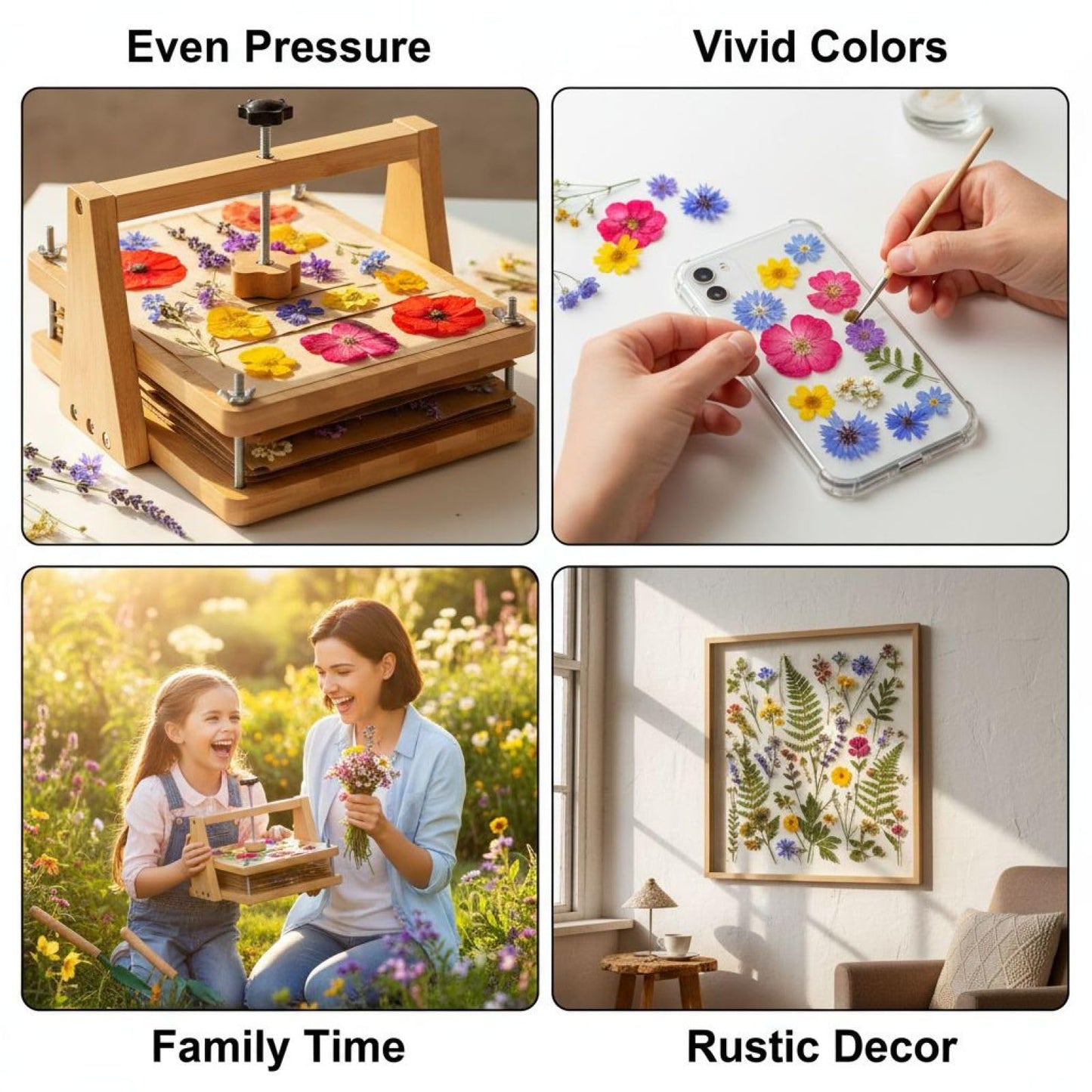 Toyosport Wooden Flower Press Kit, 11 x 7.1 in Large Floral Pressing Kit with Accessories, Multi-Layer Herbarium Press for DIY Art & Craft, Plant Specimen