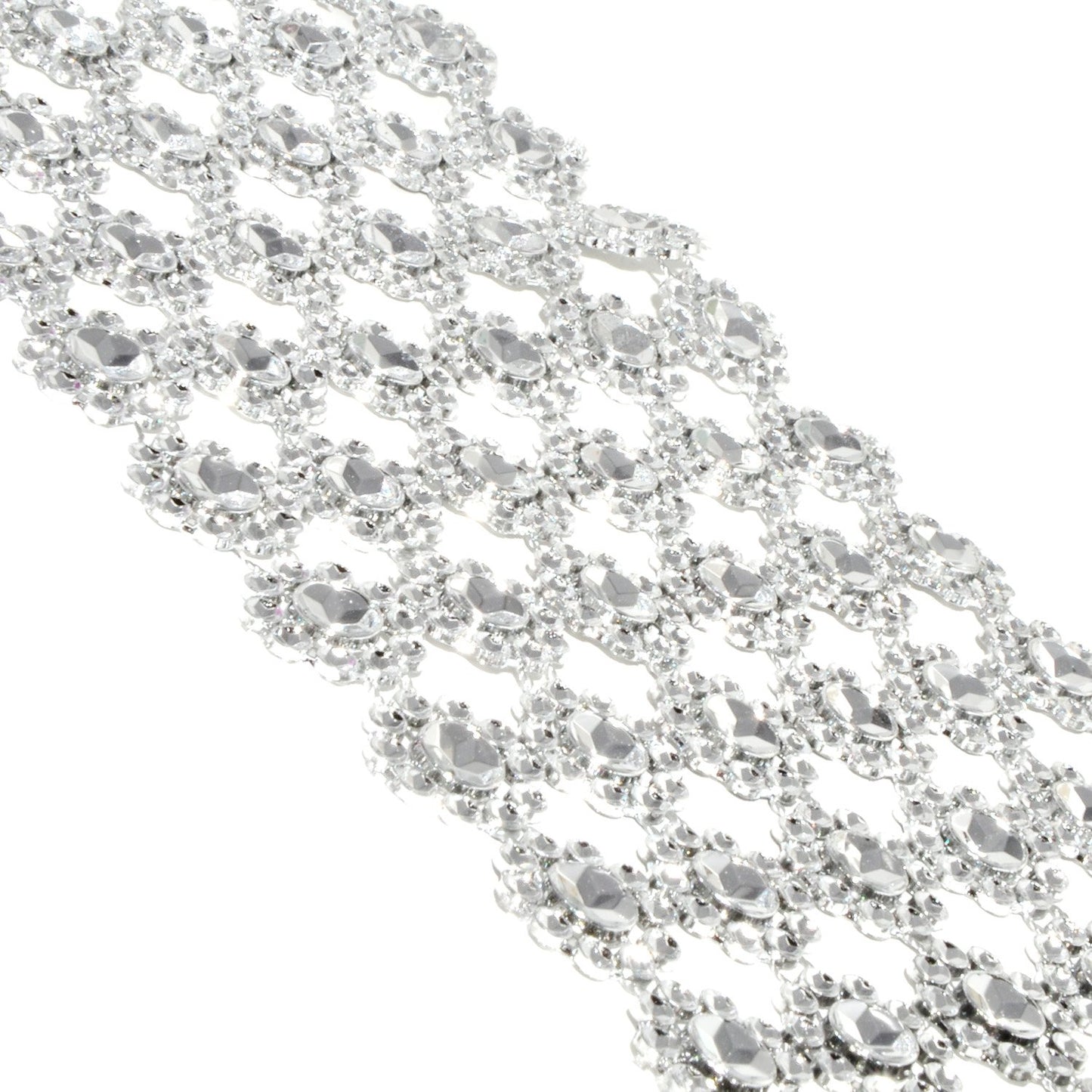 Mandala Crafts Flower Pattern 4 in 10 Yds Silver Bling Wrap Rhinestone Mesh Ribbon – Crystal Diamond Wrap Rhinestone Strips Roll for Crafts Wedding Event Decoration