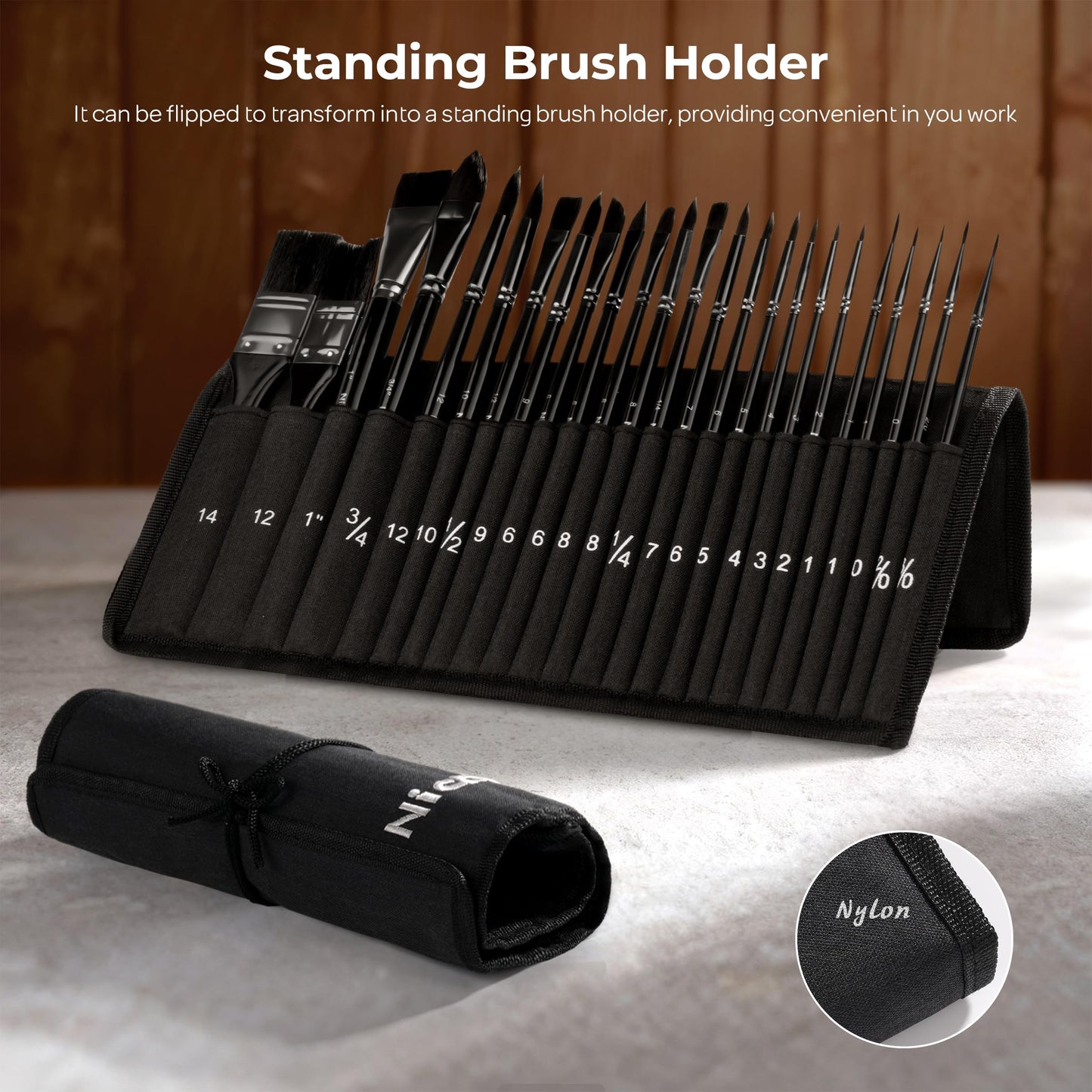 Nicpro Watercolor Brushes Professional, 24pcs Soft Synthetic Squirrel Hair Watercolor Paint Brush Set with Cloth Roll, Round, Flat, Filbert, Dagger, Cat Tongue for Water Color Gouache Inks Painting