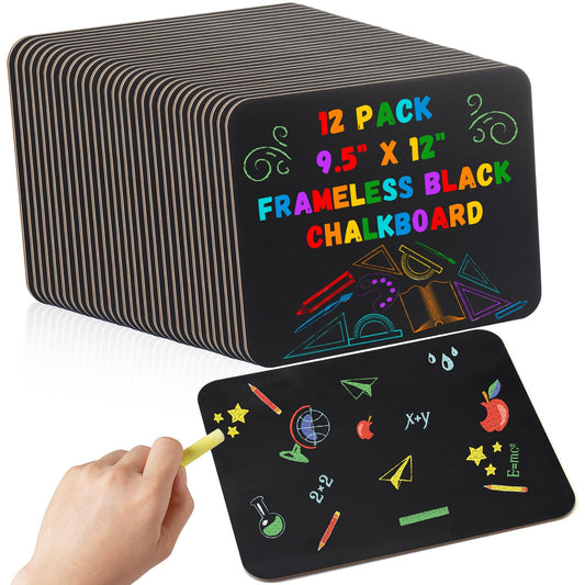 Humyoun 12 Pcs Chalk Board for Kids Bulk 9.5" x 12" Double-Sided Wooden Frameless Chalkboard Sign Blackboard for Kids Student School Classroom Home Office Restaurant Birthday Party Favors