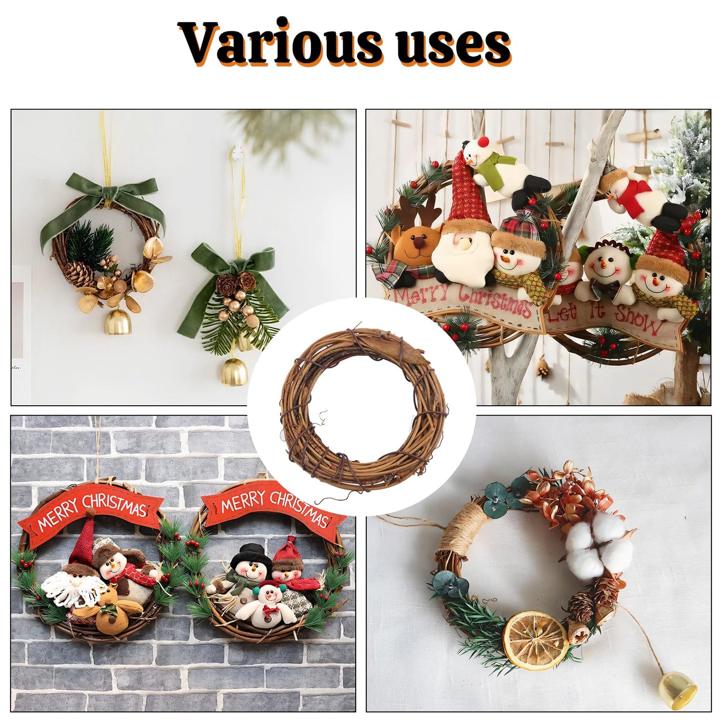 Yiksonyo 40 Pcs 4 Inch Natural Grapevine Wreath Set, Natural Rattan Wreath,Hand-Woven 4 Inch Vine Branch Wreaths, Perfect for DIY Crafts, Christmas Decorations, and Wedding Supplies