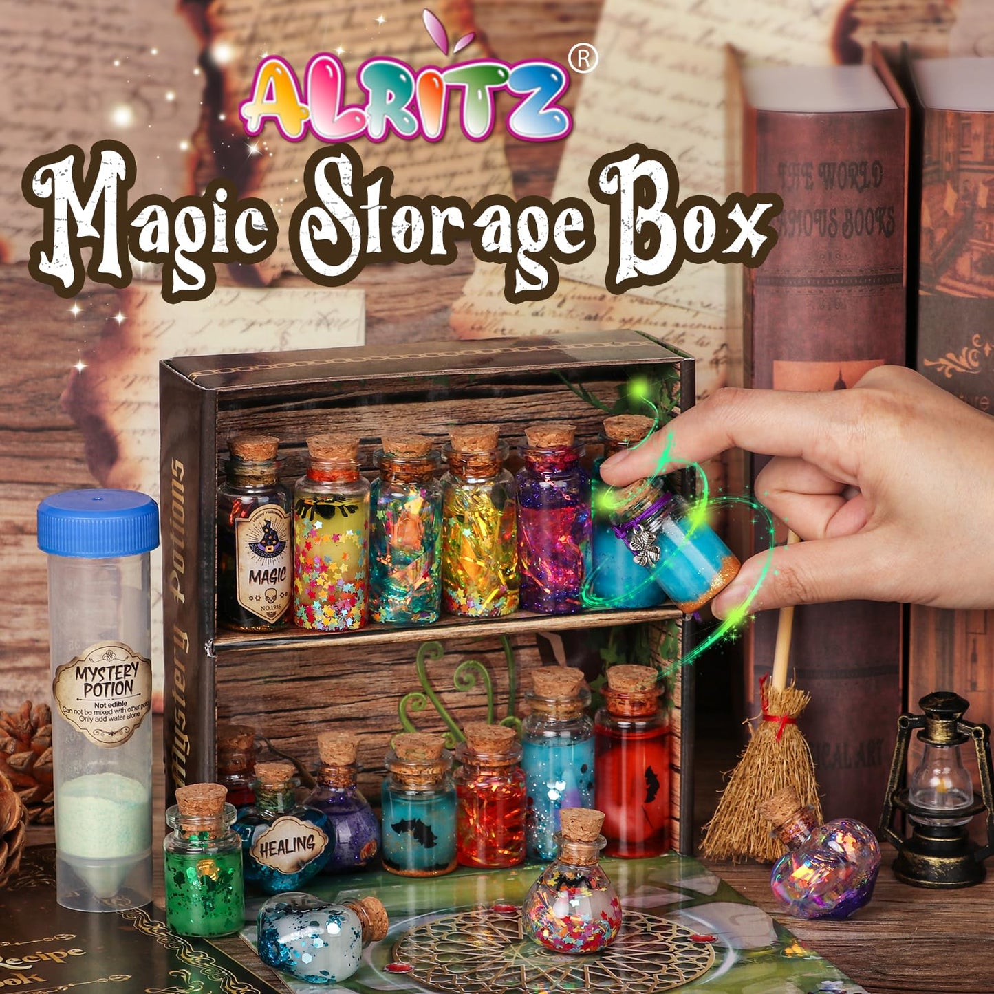 Alritz Mystery Potion Kits for Kids, 20 Magic Mix Witch Potion Bottles, Happy Birthday Party Craft Ornaments Toys Gift for Boys Girls Age 6 7 8 9 10 11+ Indoor Outdoor Party Decor