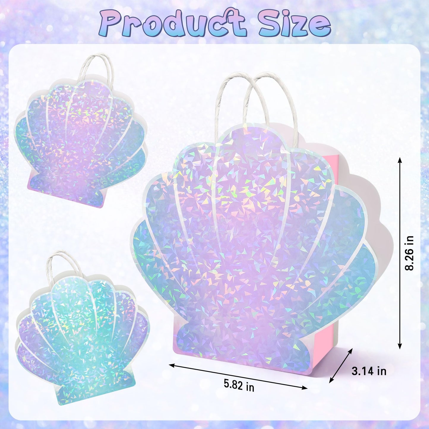 ALOVYY Mermaid Party Favor Bag Seashell Gift Bags for Shell Mermaid Birthday Decorations and Under the Sea Theme Party Ocean Beach Goodie Treat Supplies
