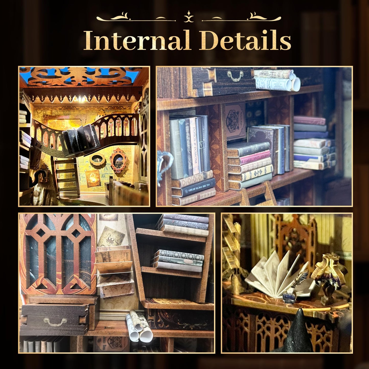 ZibbleZork Book Nook Kit, DIY Miniature Dollhouse Kit, 3D Wooden Puzzle for Adults and Teens, Booknook Bookshelf Decor Craft, Gifts for Women, Teens, and Puzzle Lovers (Magic World)