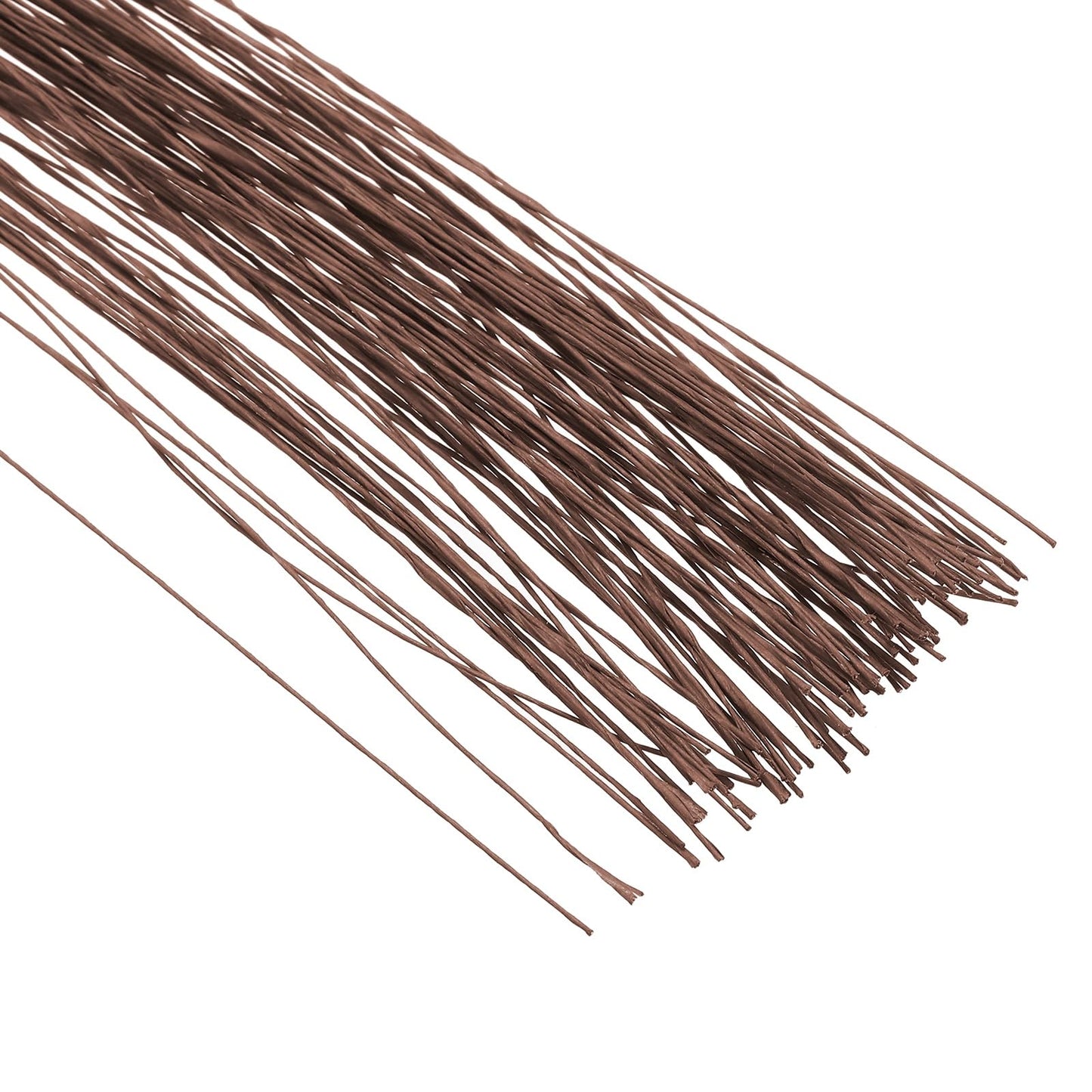 PATIKIL 28 Gauge 16" Floral Stem Wire, 100 Pcs Paper Wrapped Iron Artificial Flower Stem Accessories for DIY Bouquet Stem and Craft Decoration, Brown