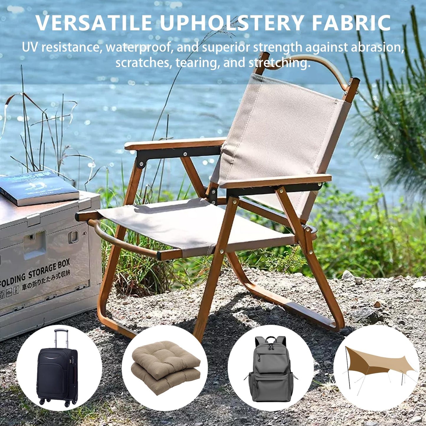 OTOEZ 600D Waterproof Canvas Fabric by The Yard, Fade & UV Resistant Outdoor Upholstery Material 58" W Water Resistant Cordura Polyester Fabric for Marine Boat Awning Tent Chairs DIY, 1 Yard Orange