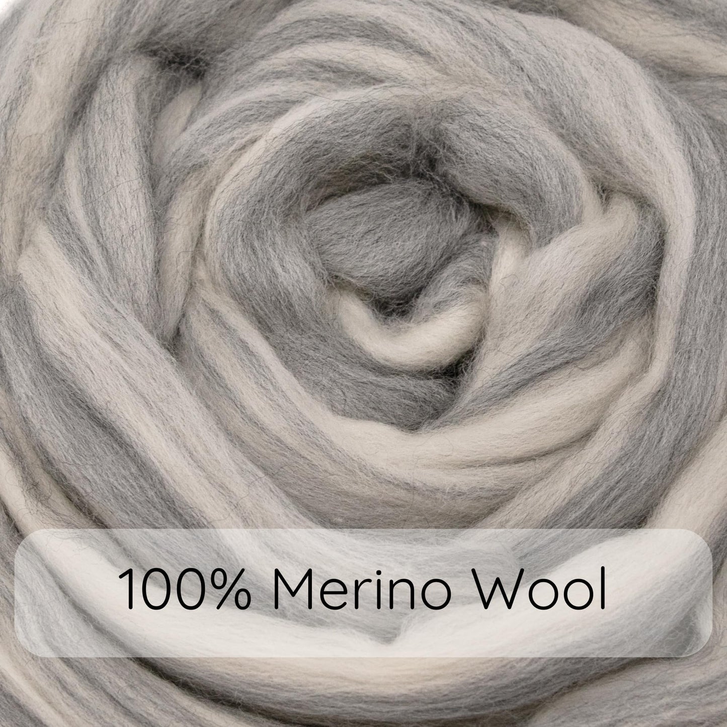 Spinning Fiber - Felting Wool Super Soft Merino Combed Top Roving for Hand Spinning, Needle Felting, Wet Felting, Dryer Balls and Overdying. Natural White and Grey