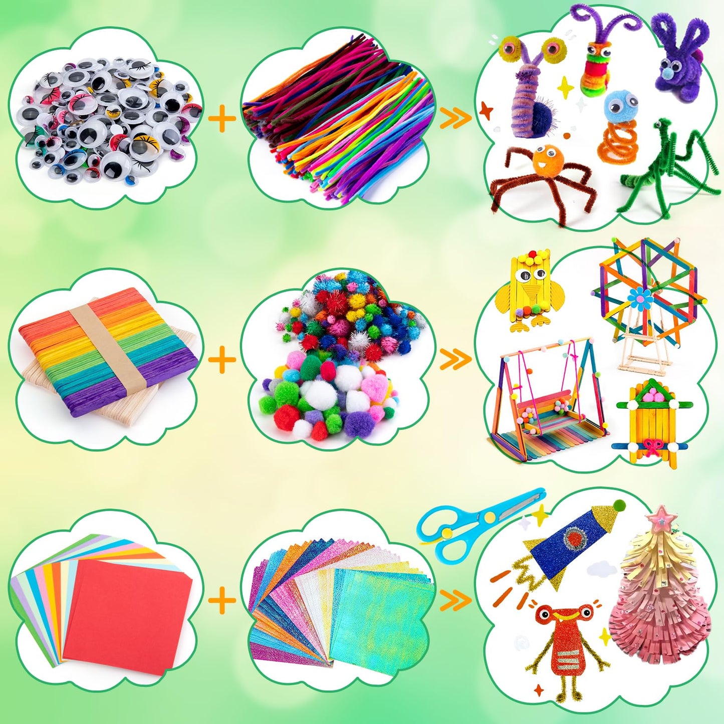 Sundaymot Kids Arts and Crafts Set 2000+ Piece DIY Craft Supplies Kit with Assorted Accessories for Boys & Girls Ages 6-12, School Classroom Projects, Gifts for Boys and Girls.