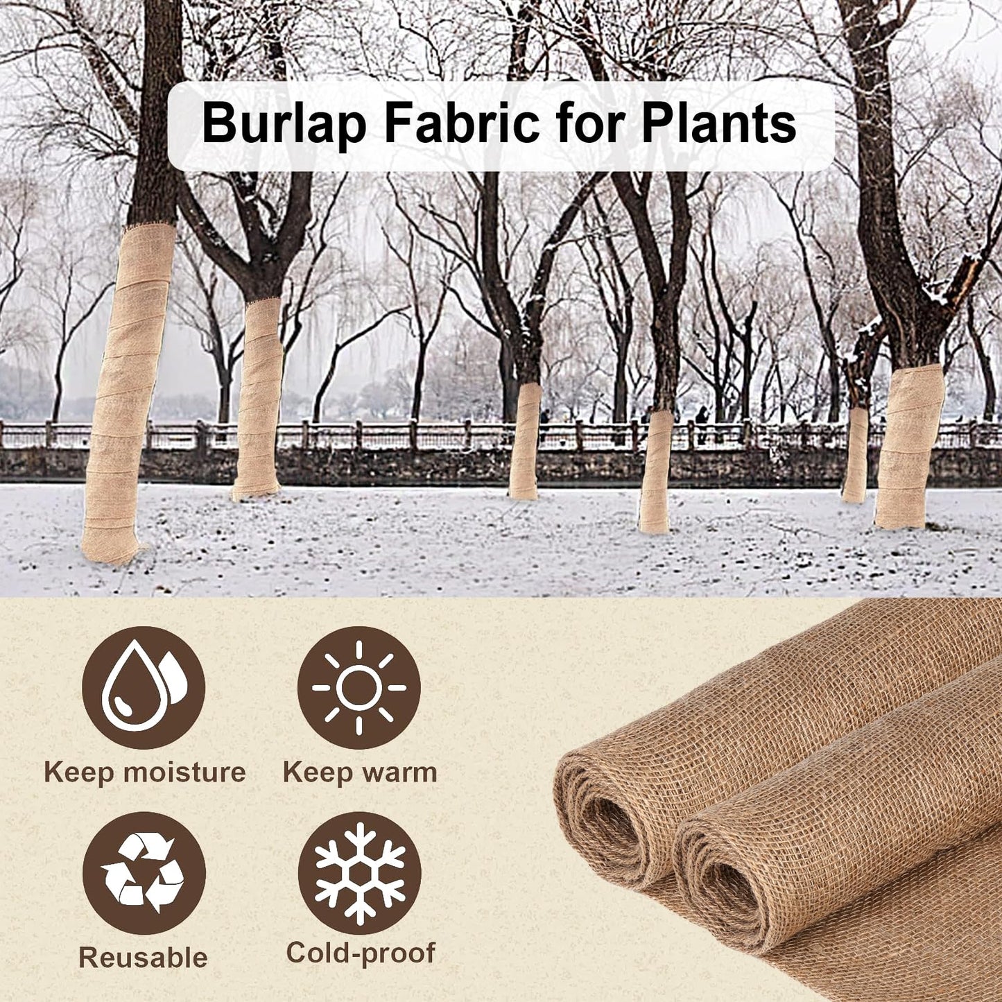 Wukfuiui 40" x50 Feet Burlap Fabric Natural Burlap Roll Multipurpose Burlap Tree Wrap Premium Weed Barrier Erosion Jute Fabric for Gardening, Weddings, Crafts & Holiday Decor – Wedding Aisle Runner