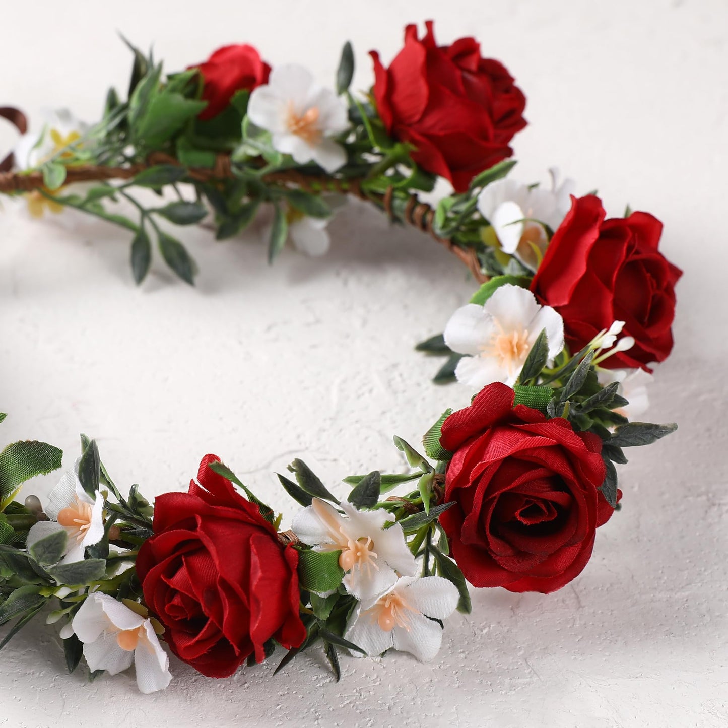 KorViSHOW Rose Hair Flower Crown - Girl Flower Crown Decoration Rose Celebration Round Floral Head Bride Wedding Renaissance Festival Party Birthday Ball Photo Accessories