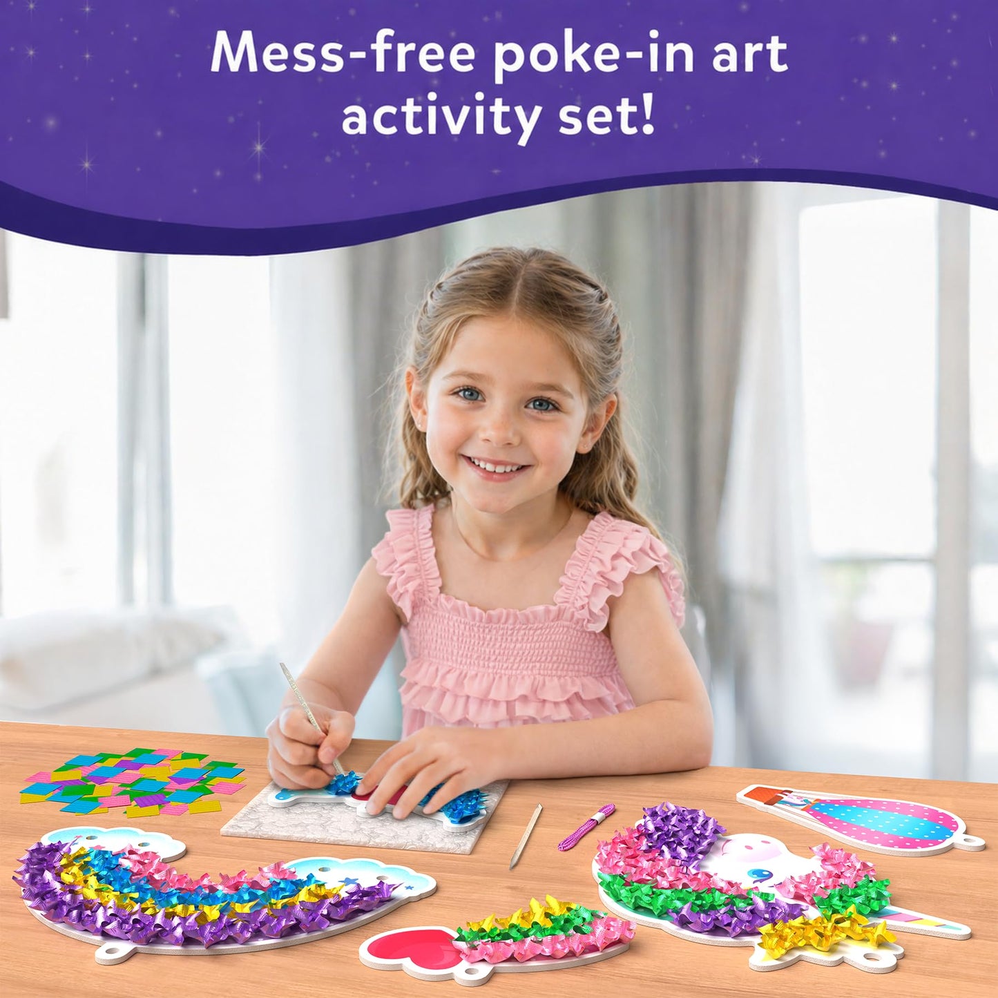 Skillmatics Poke-in Art - Magical Unicorn Dream Decor, Mess-Free Fun for Kids, DIY Wood Craft Kits, Screen-Free Activity, Gifts for Ages 4, 5, 6, 7, 8, 9