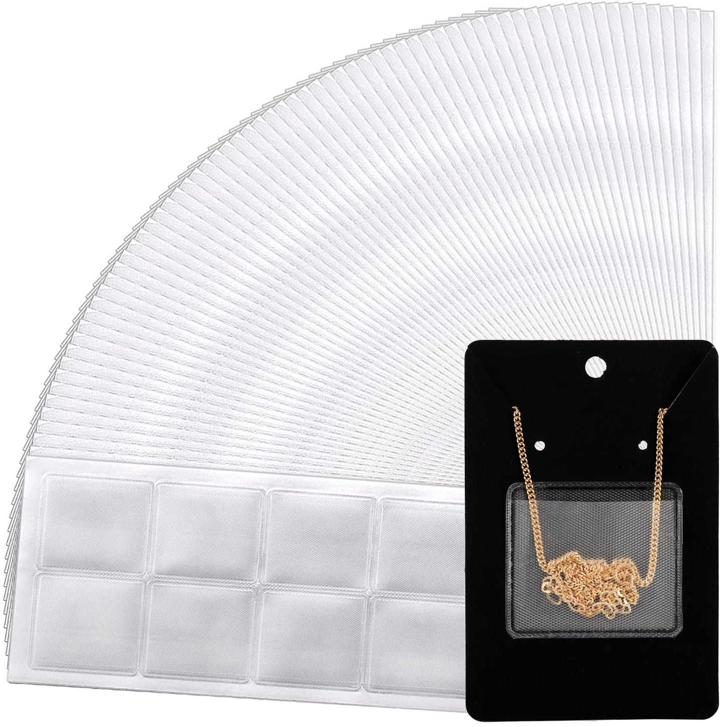 SOUJOY 500 Pieces Necklace Chain Adhesive Pouch, Self-Adhesive Necklaces Chains Pockets for Necklaces Display Cards, Clear Jewelry Bag for Loose Chain Jewelry Supplies Necklace Holder