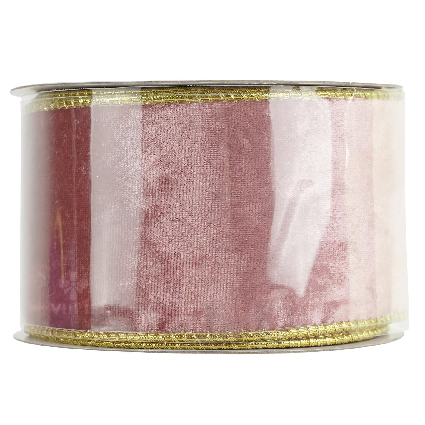 MEEDEE Pink and Gold Velvet Ribbon 2.5 inch Thick Velvet Wired Edge 10 Yards Two Tone Ribbon for Christmas Tree, Gift Wrapping, Wreaths, Large Bows, Crafts Supply