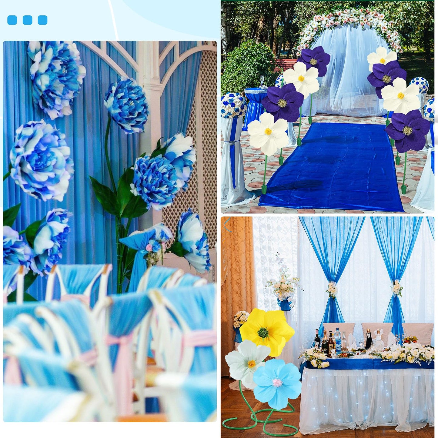 Gilprop 116 Pcs Crepe Paper Flower Stem DIY Kits Set, Include 9.8 x 98 in Crepe Paper Sheet 14.76 Ft Floral Iron Wire for Flower Making Birthday Parties Weddings Festival Decor(Blue)