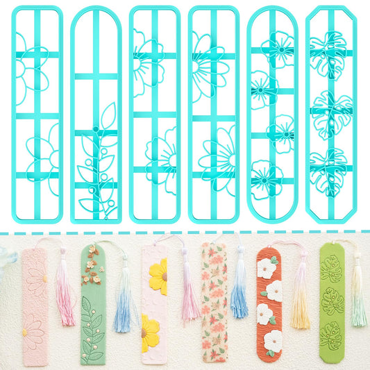 TAINSKY Bookmarks Polymer Clay Cutters, Floral Bookmark Creator for Polymer Clay Jewelry, 6 Pcs Reading Clay Cutters for Making Earrings Jewerly, Clay Earring Cutters, Polymer Clay Earrings Tools