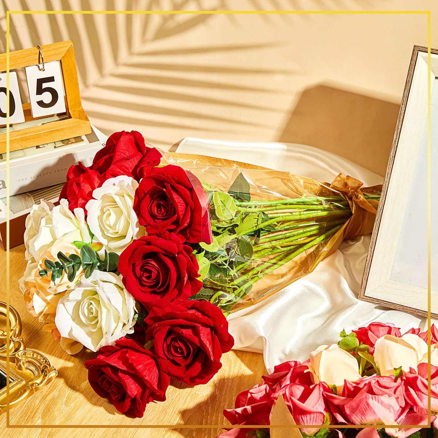 Sabary 100 Pcs Flower Bouquet Wrapping Paper Flower Rose Sleeves Bulk Floral Bags for Valentine Bridal Shower Wedding Anniversary Birthday Mother's Day(15.8" x 13.8")