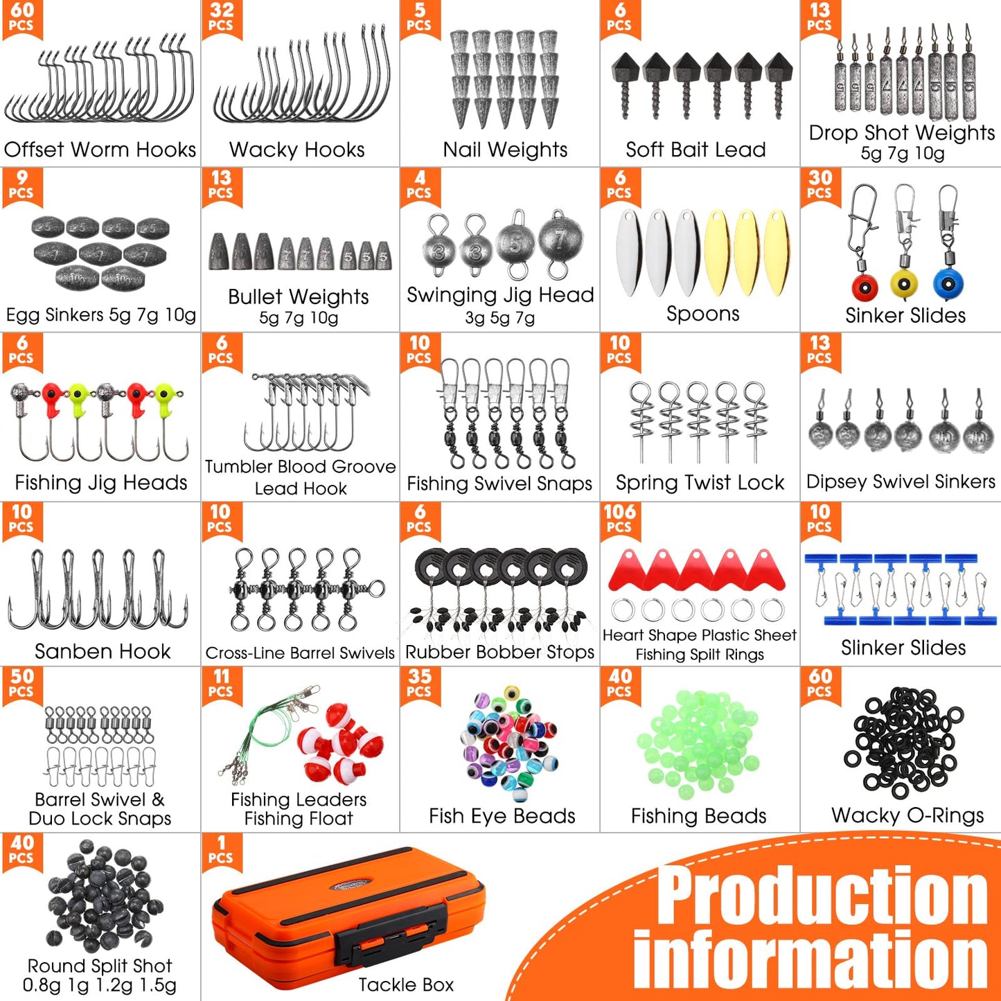 RoundFunny 602 Pcs Fishing Tackle Accessories Kit, Organized Fishing Tackles Box with Tackle Included, Fish Hooks, Weights Sinkers, Swivels, Beads Gear and Equipment Set, Fishings Gift for Men
