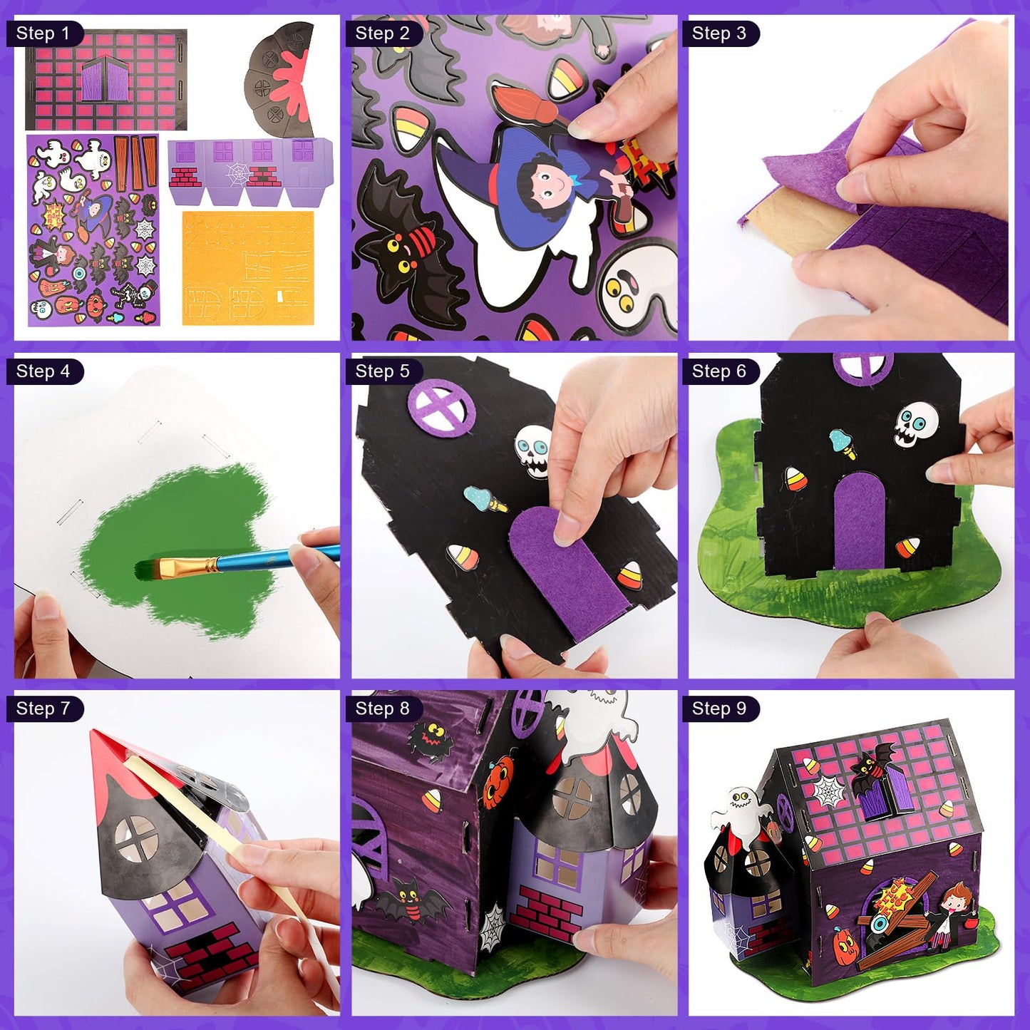 Shappy 8 Set Halloween Haunted House Craft Kit - Make Your Own Haunted House, DIY Halloween Stickers for Kids & Classroom Favors