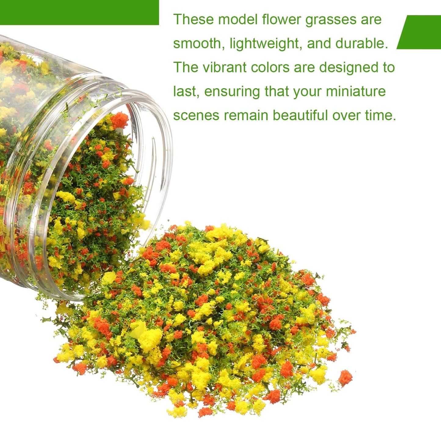 CoCud Model Flower Grass, 185ml Capacity, Fake Miniature Flower Grass Tree Plastic Sponge Orange/Yellow - (Applications: DIY Dollhouse Fairy Garden Model Railway Landscape), 2-Pieces