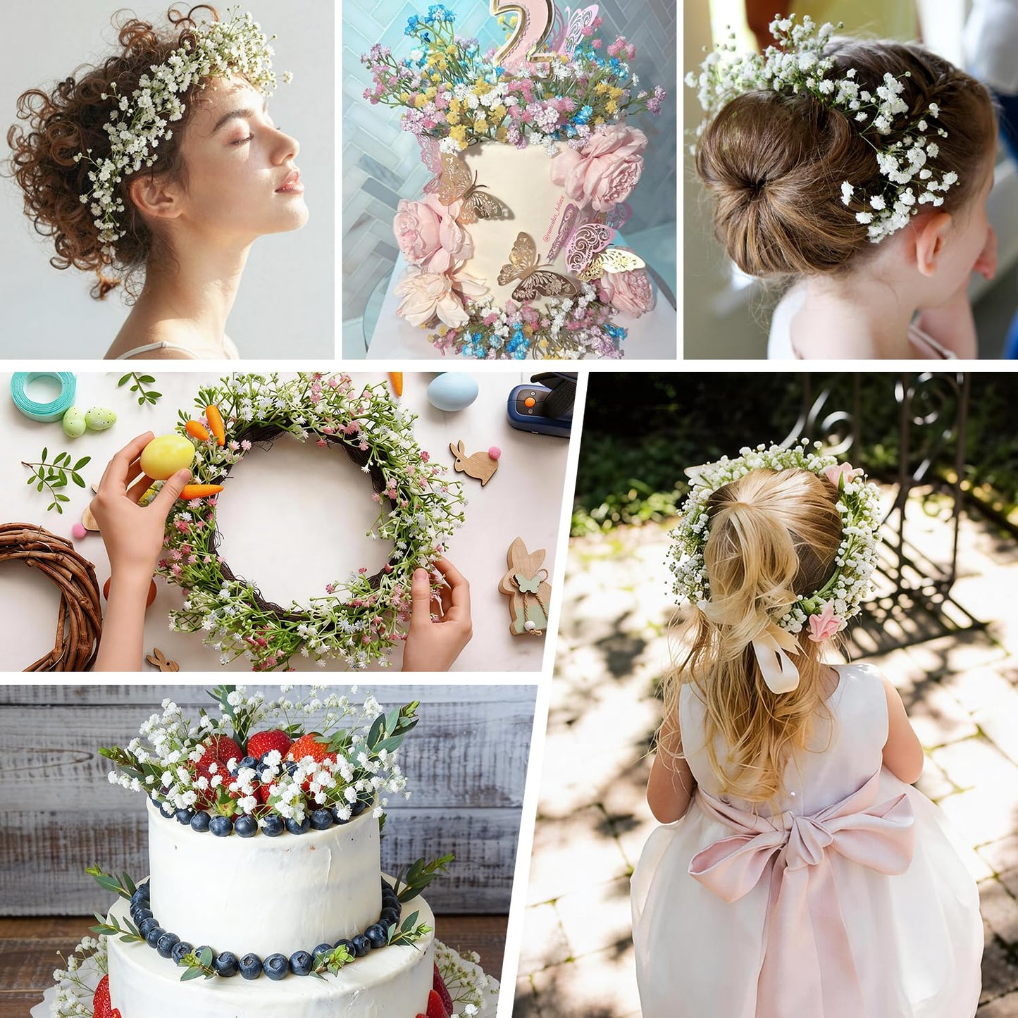 DEEMEI 15 PCS Babys Breath Artificial Flowers Fake Babys Breath Flowers Artificial Bulk White Gypsophila Bouquets Real Touch Faux Flowers for Wedding Floral Arrangement Party Home Decoration