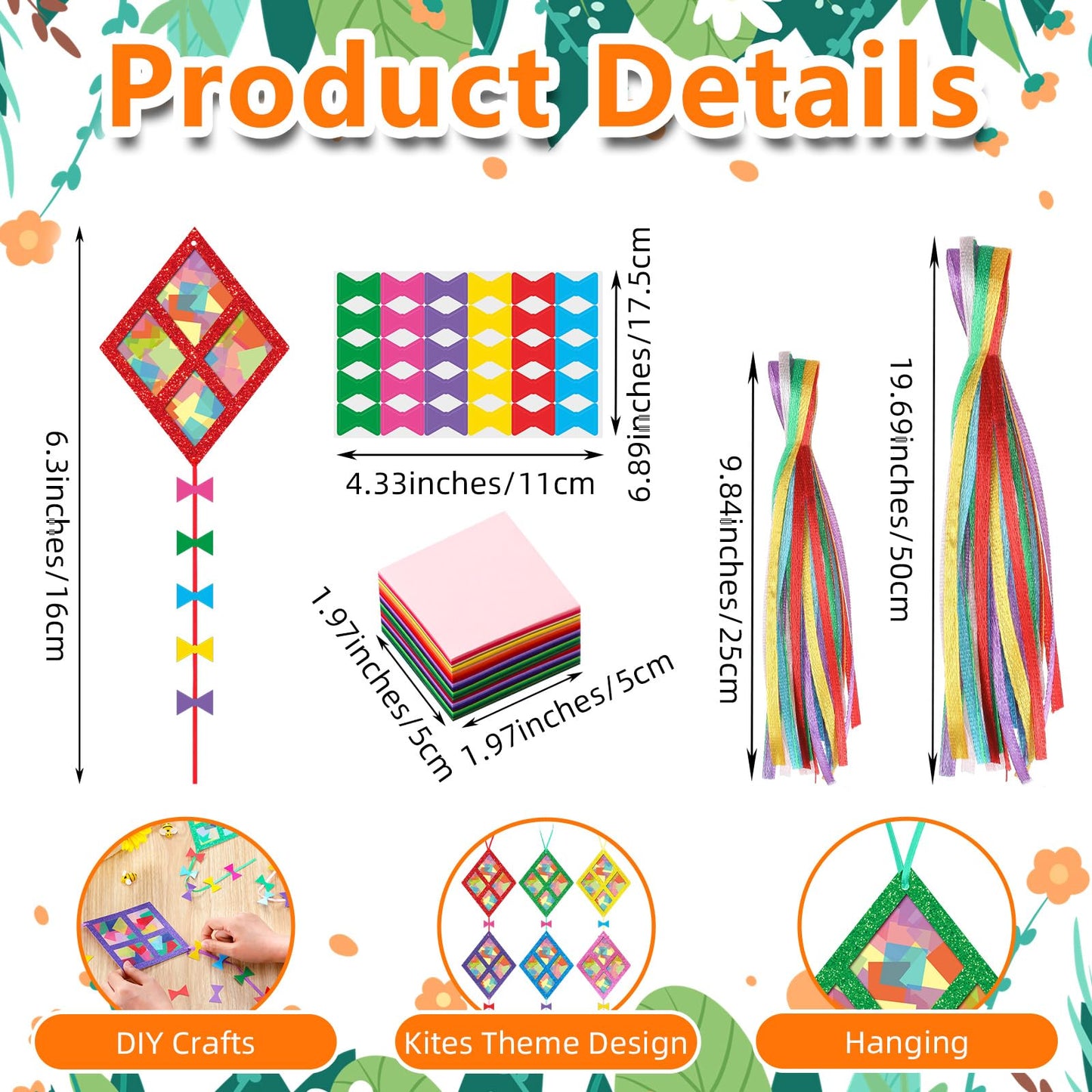 ShinyRelief 24 Sets Kites Craft DIY Kites Tissue Paper Craft Kits Summer Party Supplies DIY Hanging Ornaments Make Your Own Summer Beach Party Decoration for Outdoor Grassland Activities