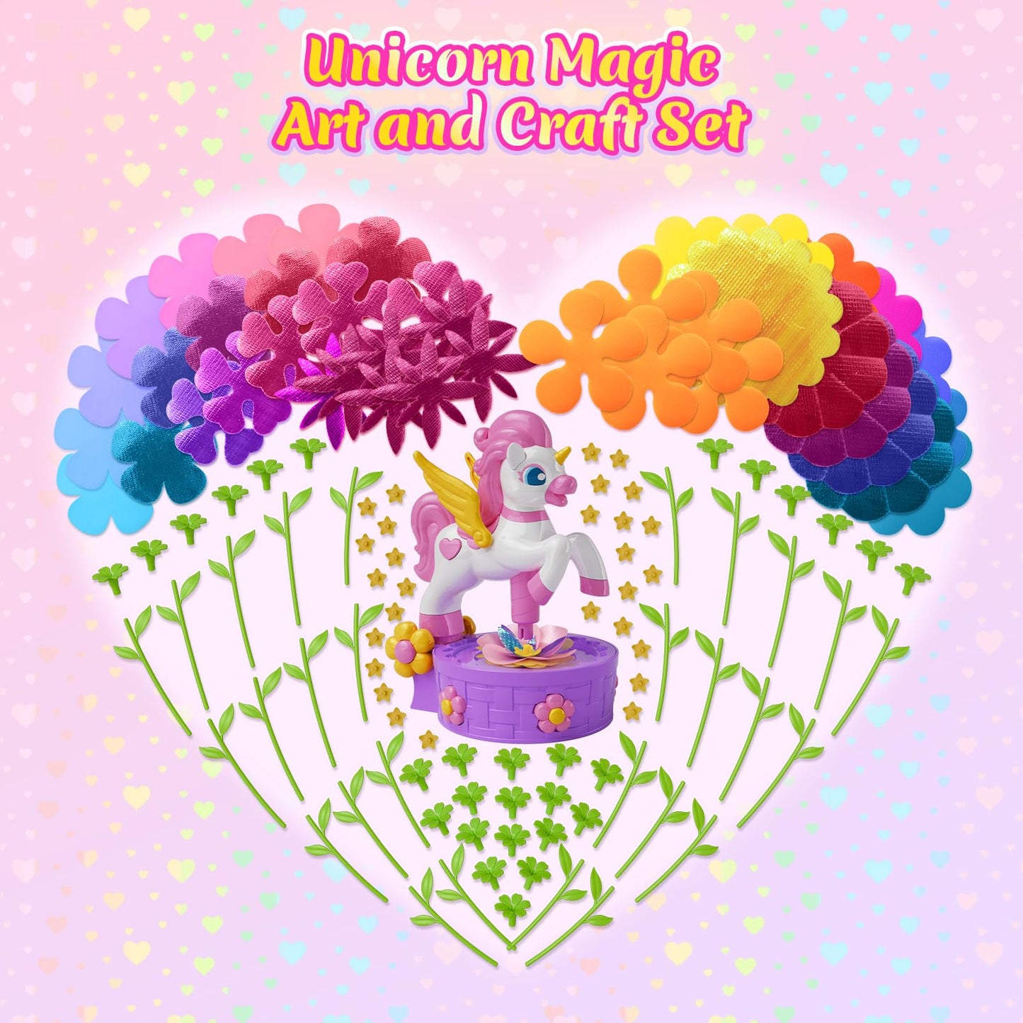 Zmpolir Craft Kits, Push-to-Create Bouquet Maker, Unicorn Toys for Girl Age 3-12, Fabric Bouquet Toys, Kids DIY Arts and Crafts Kit, Creative Birthday Gifts for 3 4 5 6 7 8 9 10 11 12 Year Old Girls