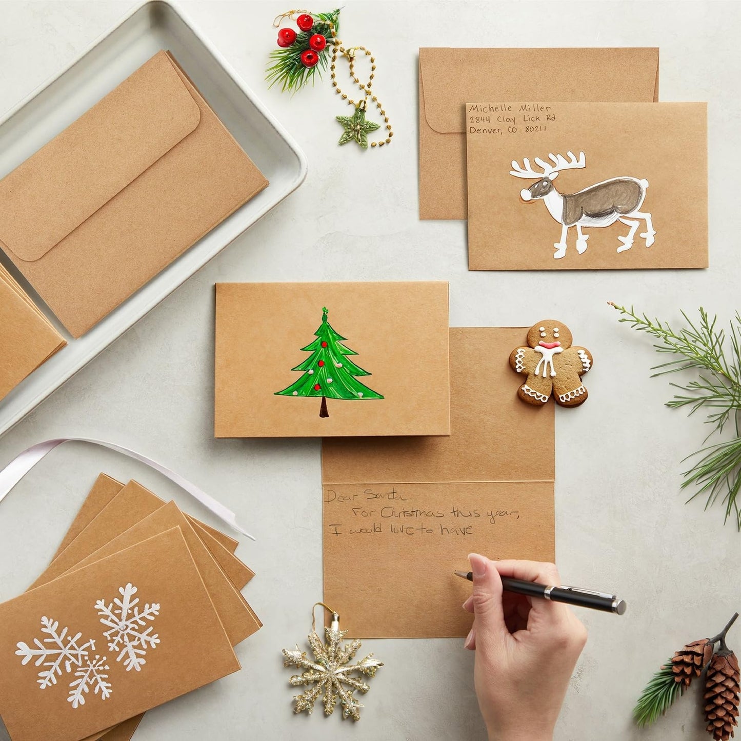 Blank Kraft Paper Cards & Envelopes - 4 x 6 in, 100-Pack - For Wedding Invitations & Birthday Greetings - DIY Card Making Supplies