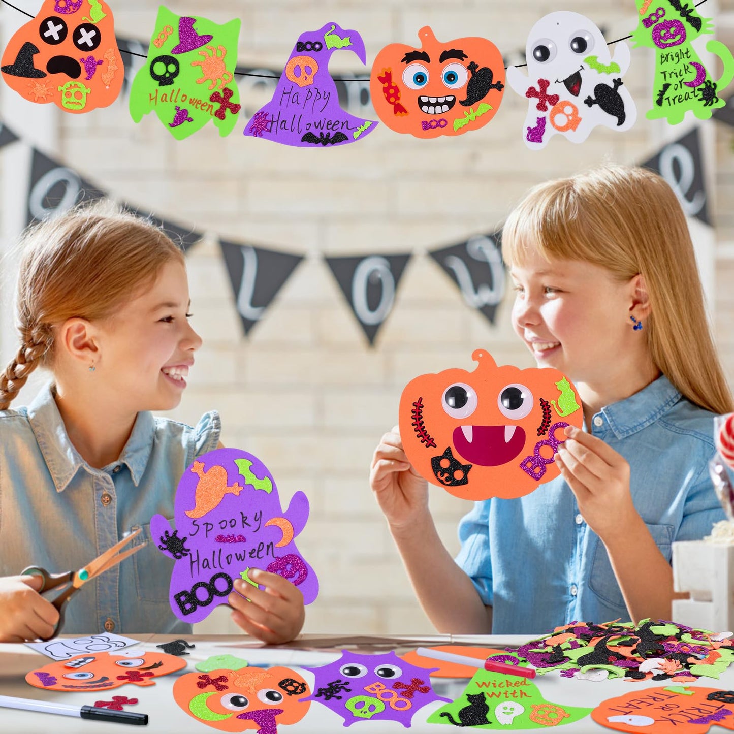 Max Fun 332PCS Halloween Crafts for Kids, Halloween Activities Foam Pumpkins for Crafts Stickers Gift Kits, DIY Art and Craft Set for Holiday Classroom Decorations Party Favors Supplies