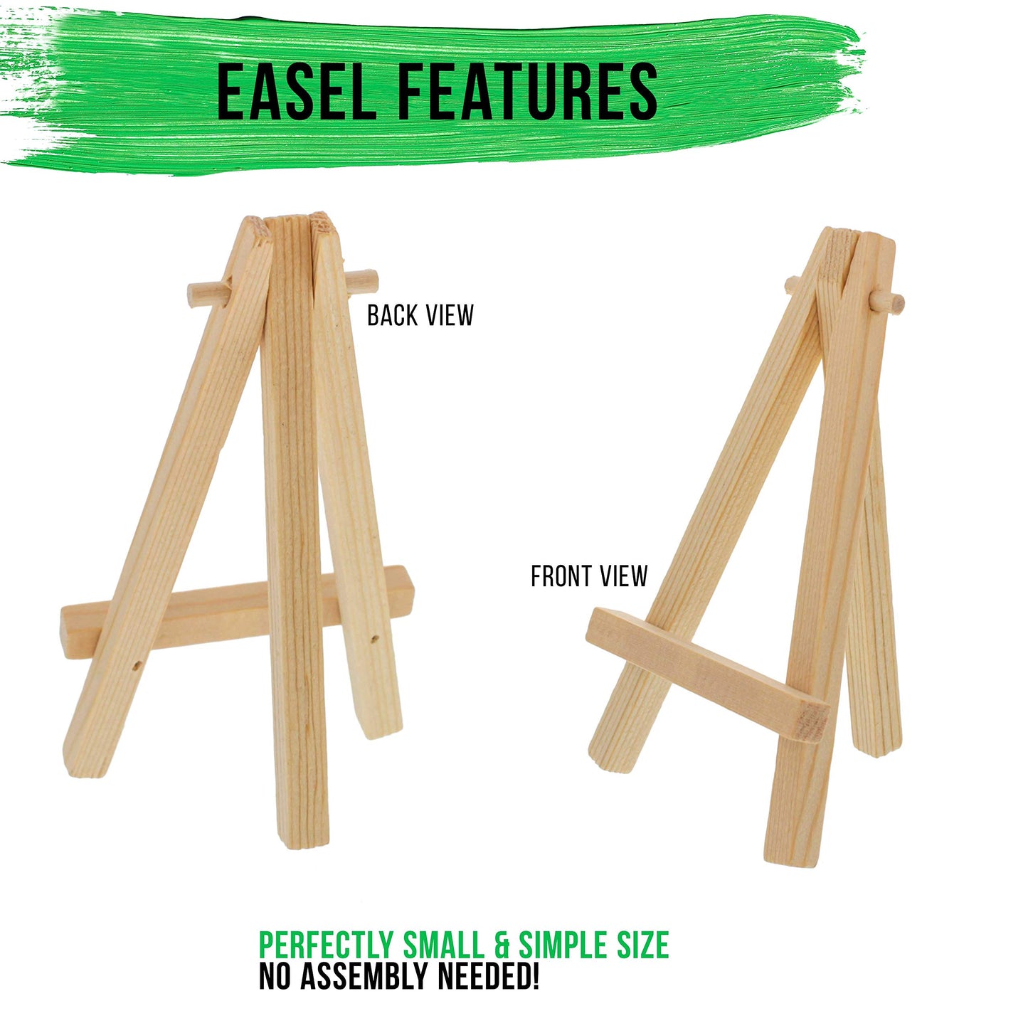U.S. Art Supply 5" Mini Easel (24 Pack) - Natural Wooden A-Frame Tabletop Display Stand, Mini Easel Stand - Small Easels for Display, Small Canvases, Crafts, Business Cards, Signs, Photos, Gifts