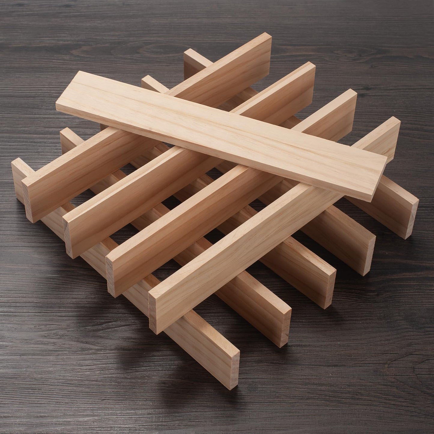 Wood Strips Slats Wooden Sticks for Crafts 3/8" × 2" × 12", 10 PCS Thin Wood Planks Trim Lumber Support Flat Boards Pieces Square Wooden Dowel Rods for Crafting, Woodworking, Model Making