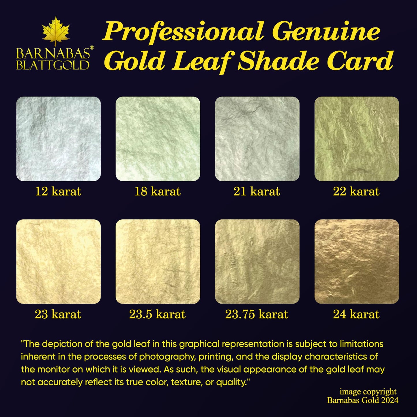 Barnabas Blattgold Gold Leaf -24K Real Gold [25 Sheets, 3.1 inches] - Loose Sheet for Painting, Arts and Crafts