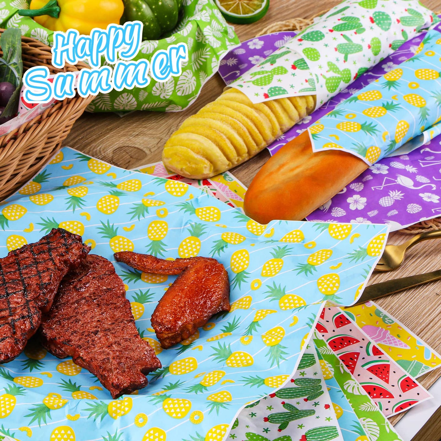 240Pcs Wax Paper Dry Waxed Deli Paper Sheets 12x12 inch Sandwich Wrap Parchment Papers Burger Wrapper Food Wrapping Papers Basket Liner for Food Home Kitchen Picnic Summer Beach Party Favors
