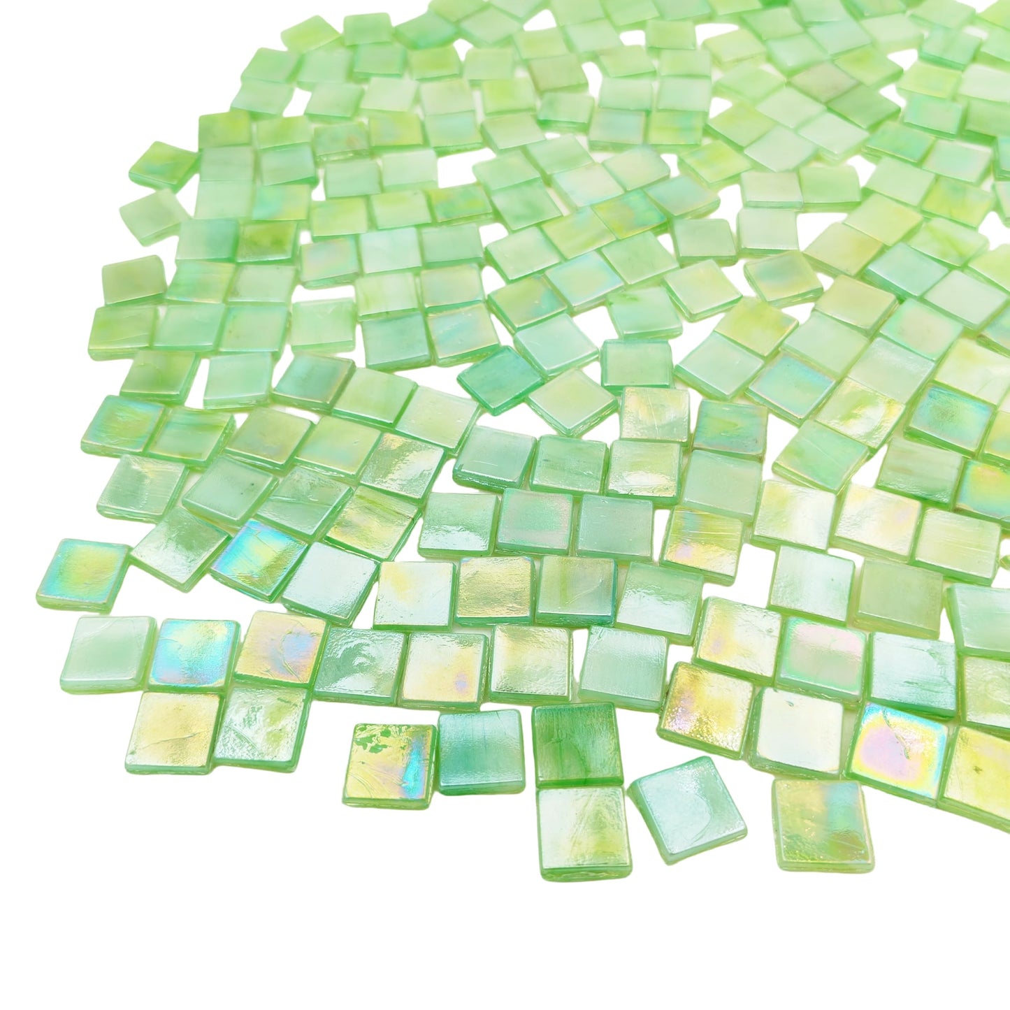 1.1 LB Ice Jade Mosaic Tiles, 0.59“ Square Glass Mosaic Pieces for Art Crafts,250PCS Easy Cut Painting Mosaic Puzzle Material Cut Handmade (Iridescent Light Green)