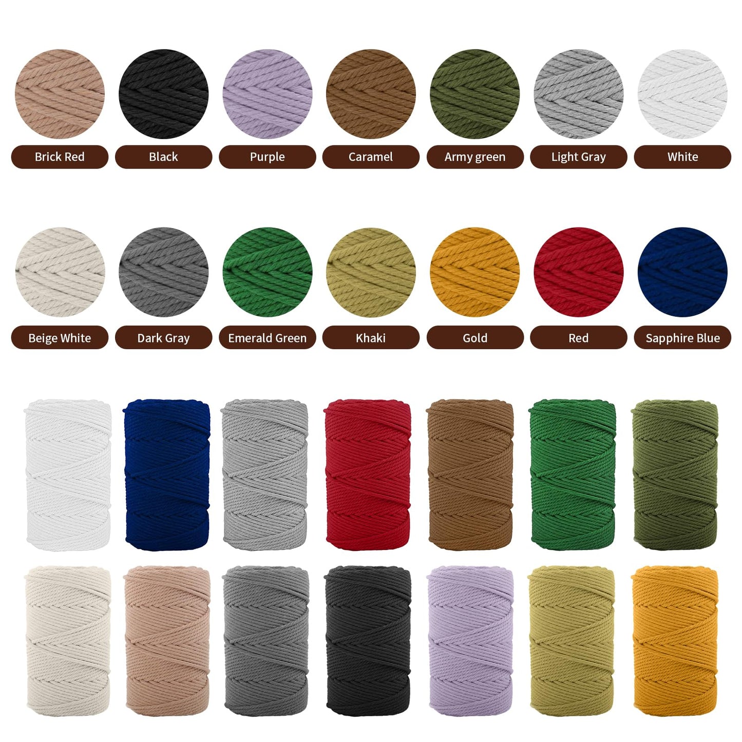 Macrame Cotton Cord 5mmx109 Yard 4 Strand, Munzong Natural Handmade 4 Twisted Cotton Rope for Wall Hanging Weaving Tapestry DIY Craft Knitting Plant Hanger Gift Wrapping Decor(100m, Sapphire Blue)