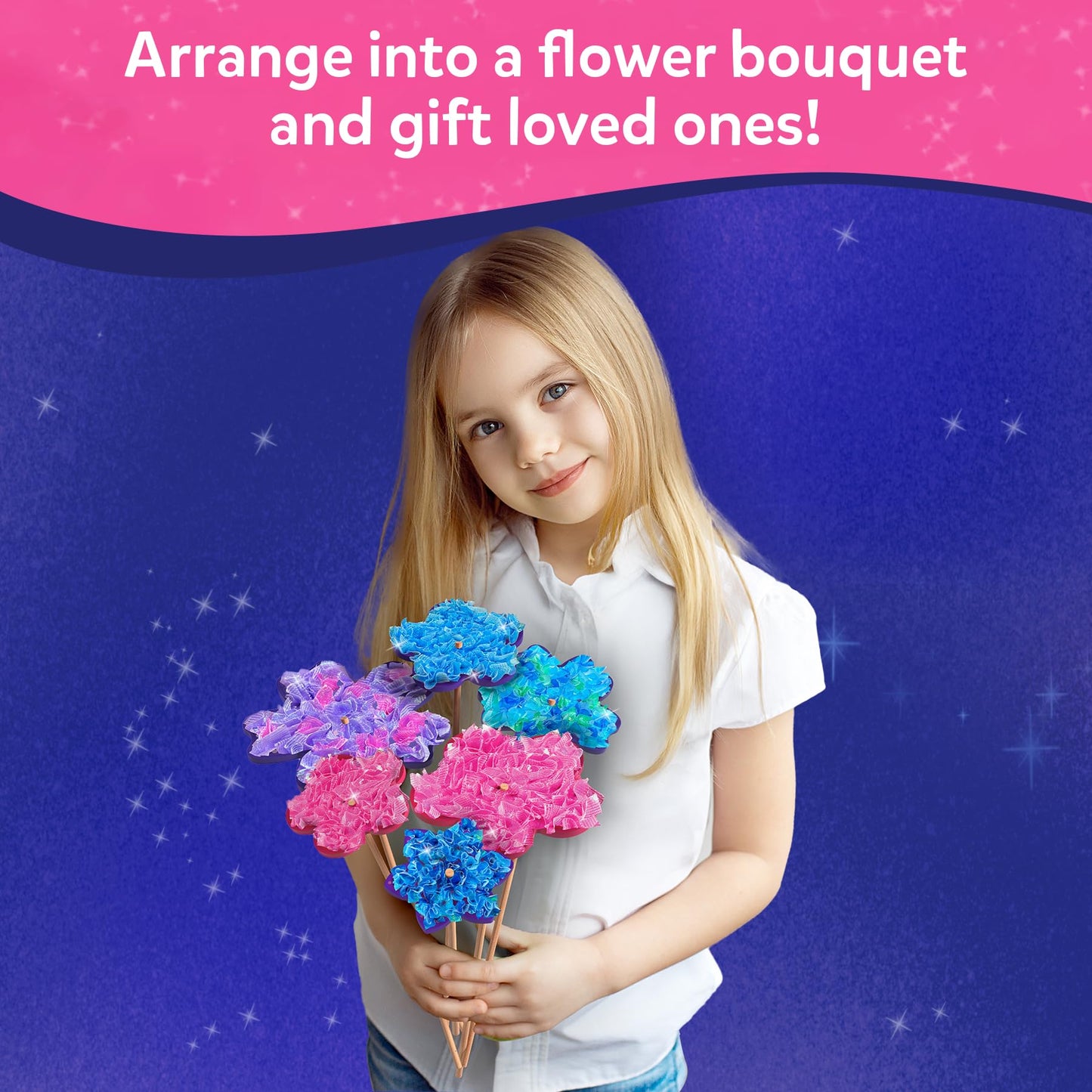 Skillmatics Poke-in Art - Flower Bouquet, DIY Wood Craft Kit, Mess-Free Creative Play for Girls and Boys Ages 4, 5, 6, 7, 8, 9, Fine Motor Skills, Screen-Free Fun