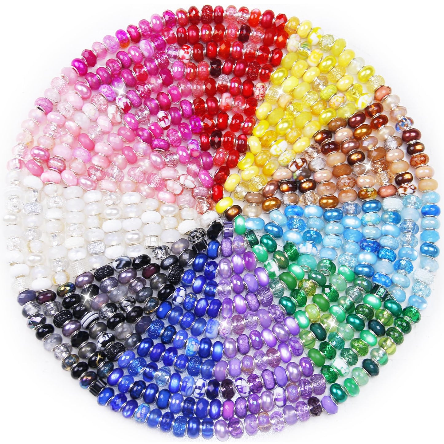 200 Pieces Large Hole Beads Spacer Bead Mixed Assorted European Craft Big Beads Large Hole Lampwork Murano Fairy Wand Garden Bead for DIY Pens Charms Bracelet Necklace Keychain Jewelry Making Supplies