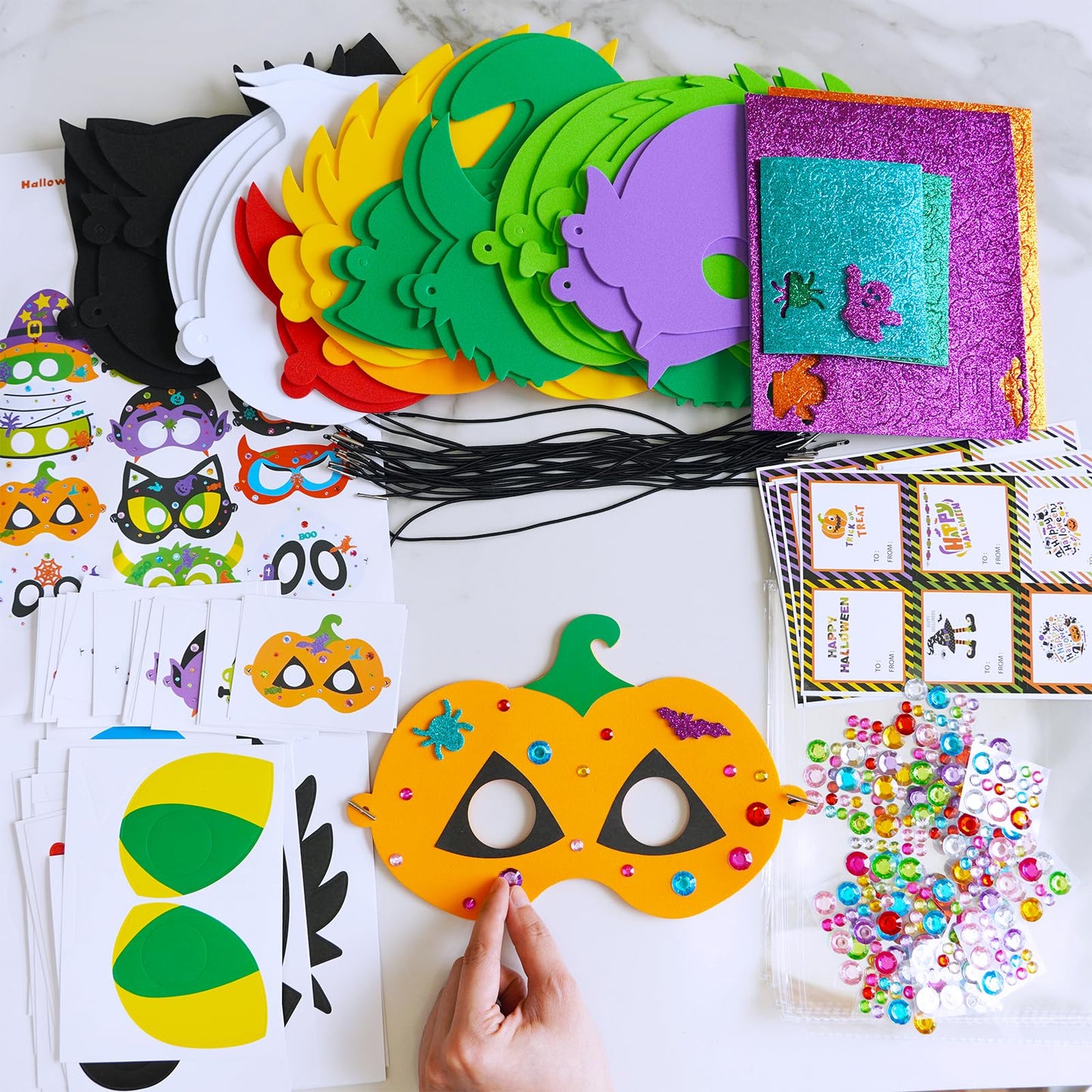 Winlyn 24 Sets Halloween Masks Craft Kits Halloween Face Masks DIY Foam Halloween Party Mask Art Sets Ghost Monster Mummy Face Stickers for Kids Classroom Activities Party Favors Treats