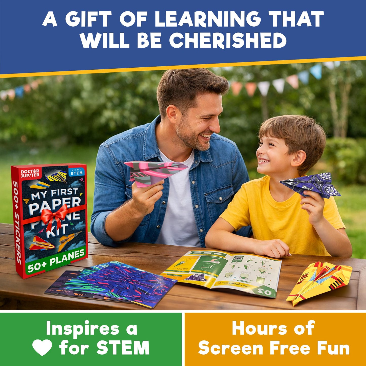 Doctor Jupiter My First Paper Airplane Book Kit for Kids Ages 4+ | Travel Toy Activities for 6-7-8-9-10 Year Old Boys & Girls | Make & Fly 50+ Paper Airplanes with 500+ Stickers