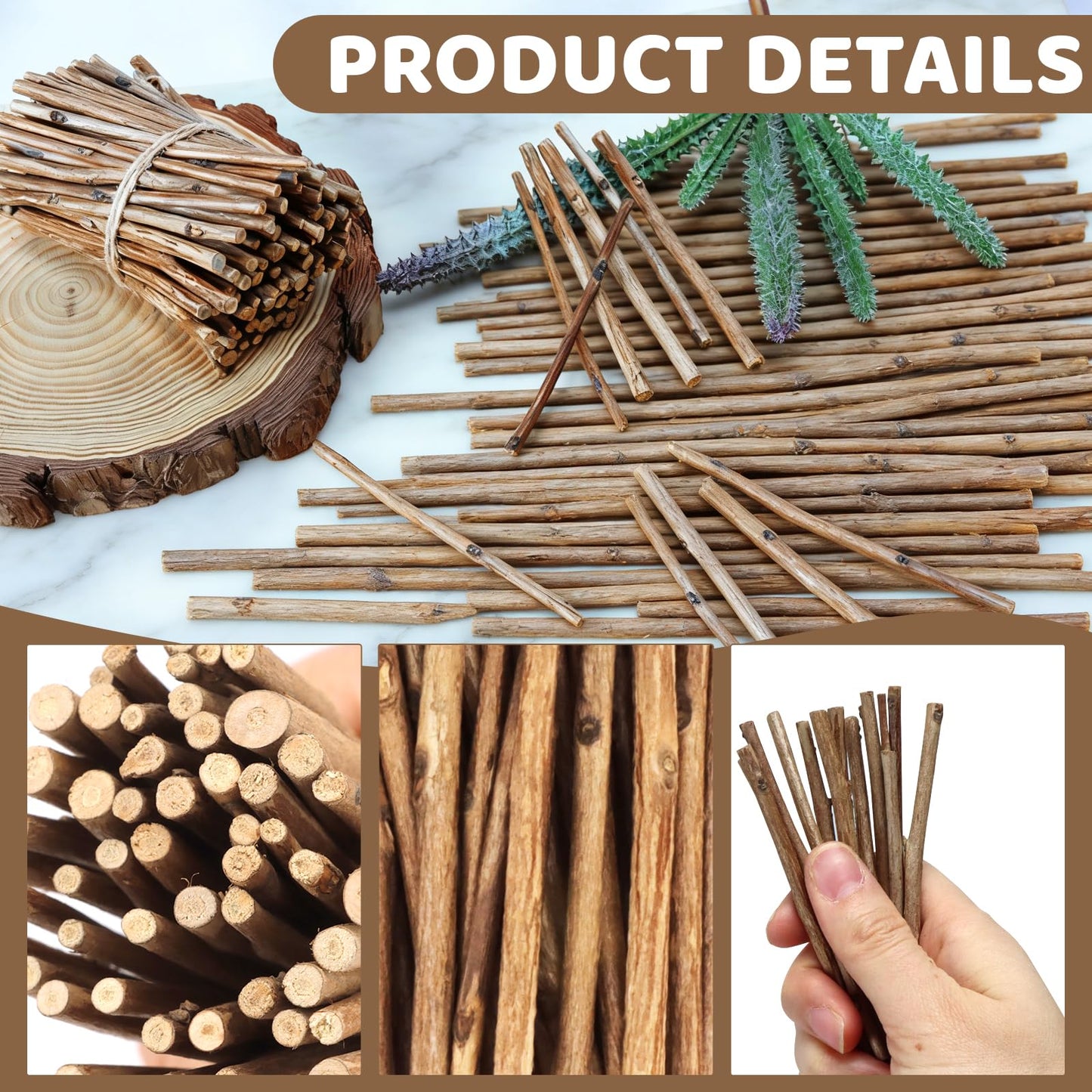 TKOnline 200Pcs Craft Sticks, 10cm 0.1-0.2 Inch in Diameter Wood Log Sticks Twigs Crafts for DIY Crafts Photo Props, Wood Crafts, Festival Decoration, Landscaping