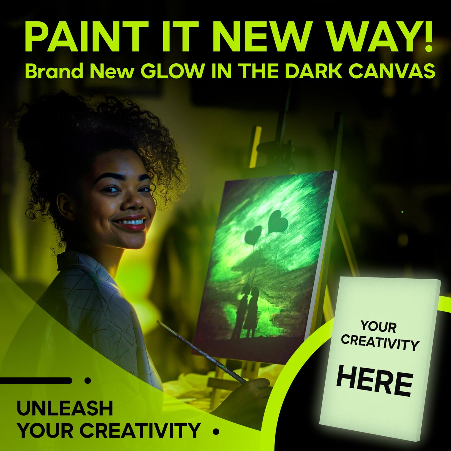 Acmelight Glow in the Dark Canvas Boards – 2 Pack of 10×14″ Painting Panels – Neon-Ready Art Canvases for Acrylic, Oil & Glow Paints – Art Supplies for Artists, Kids & Students