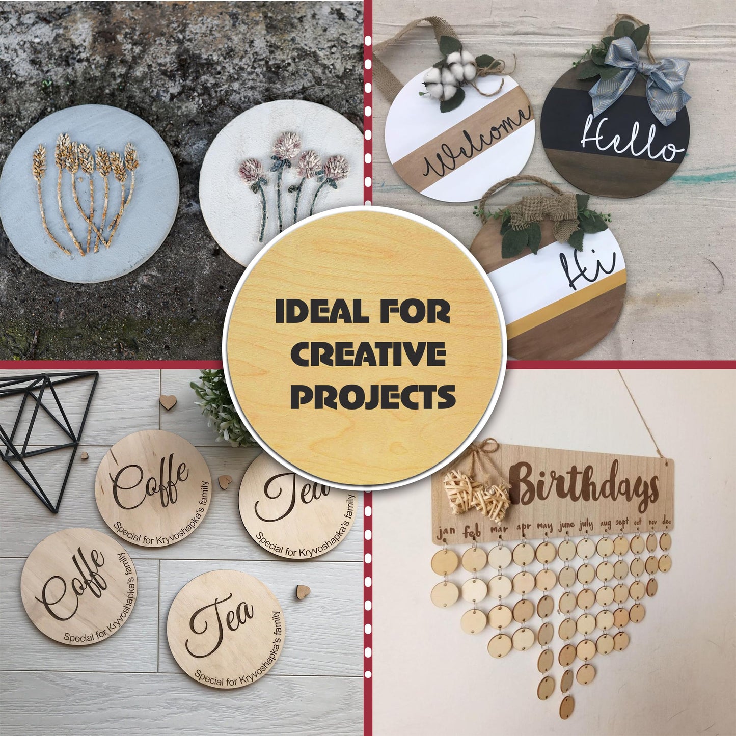 100 Pcs Unfinished Wood Circle 2 inch Wood Disc 0.1'' Thickness Round Slices Wood Blanks Wooden Cutout Natural Slices Ideal for Crafting Writing DIY Project Ornament Painting Art Home Decoration