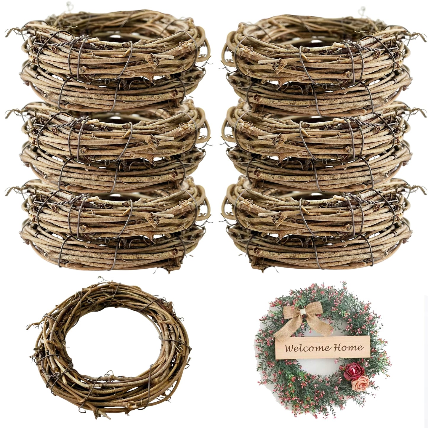 ZCLGOOD 12Pcs 4Inch Natural Grapevine Wreaths, Vine Branch Wreath Rattan Circle for DIY Christmas Holiday Craft Wedding Home Decoration Wall Hanging Supplies