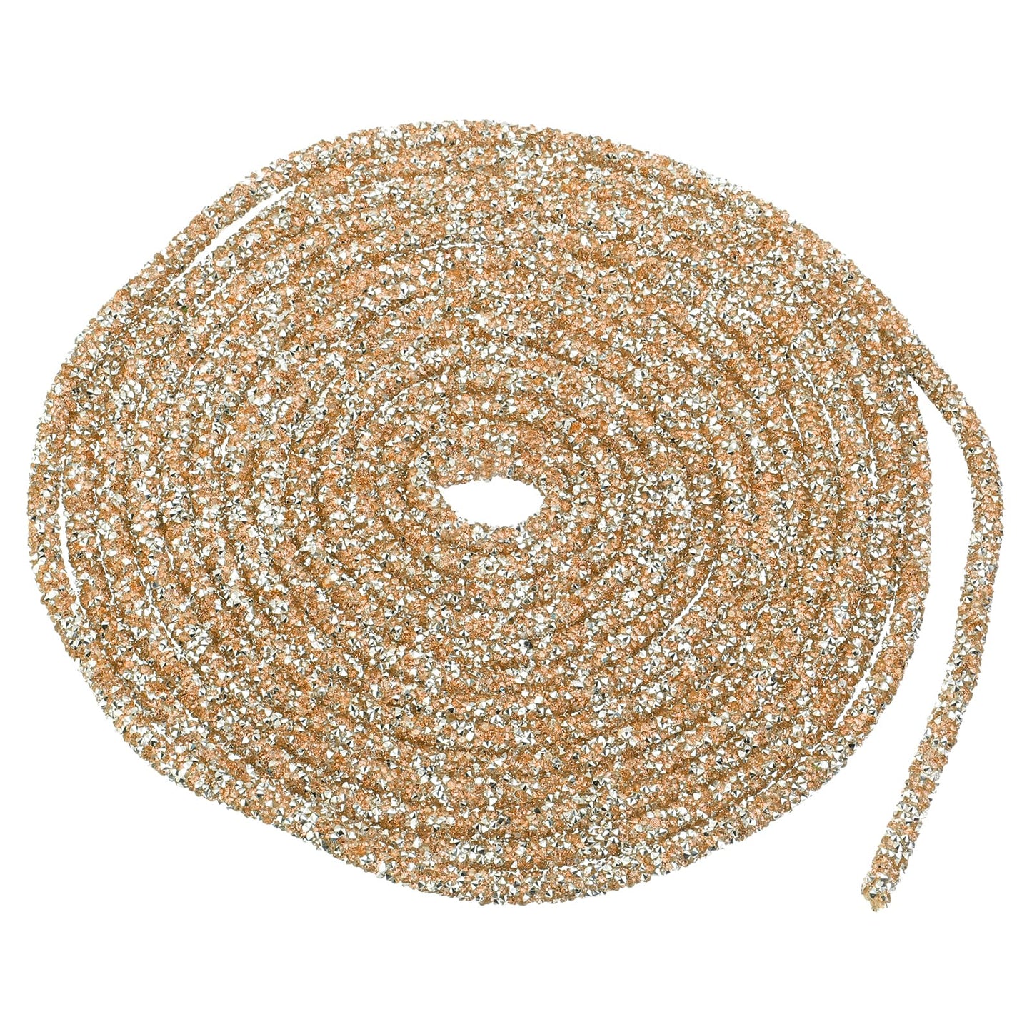 MECCANIXITY 5 Yard 7mm 0.28 inch Glitter Sequins Rope Sequins Rhinestone Tube Cord for DIY Wedding Dresses Costume Clothing Shoes Jewelry Accessory Champagne