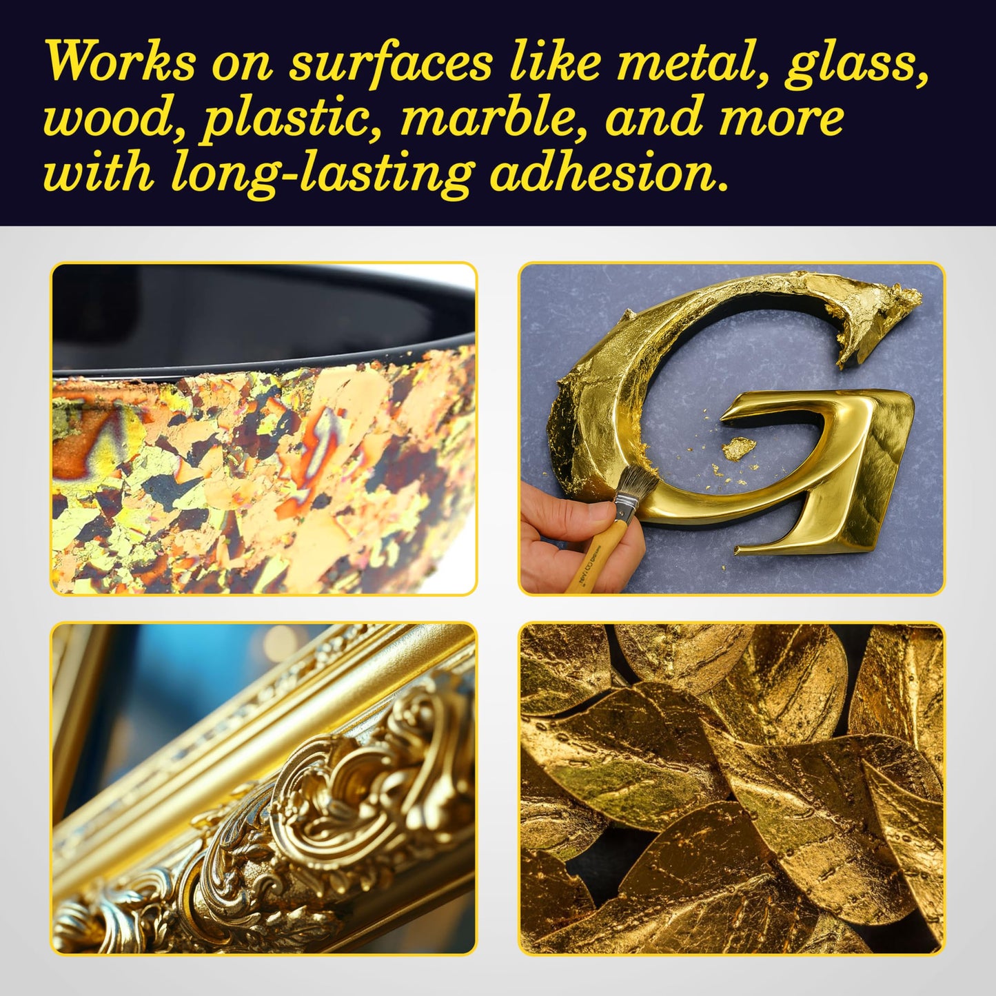 Barnabas Gold Leaf Kit – 25 Gold Foil Sheets, 100ml Gilding Adhesive, 100ml Sealer, 20ml Gold Paint, Brushes, Tools & Gloves for Crafts, Art, Furniture, and Decorative Projects