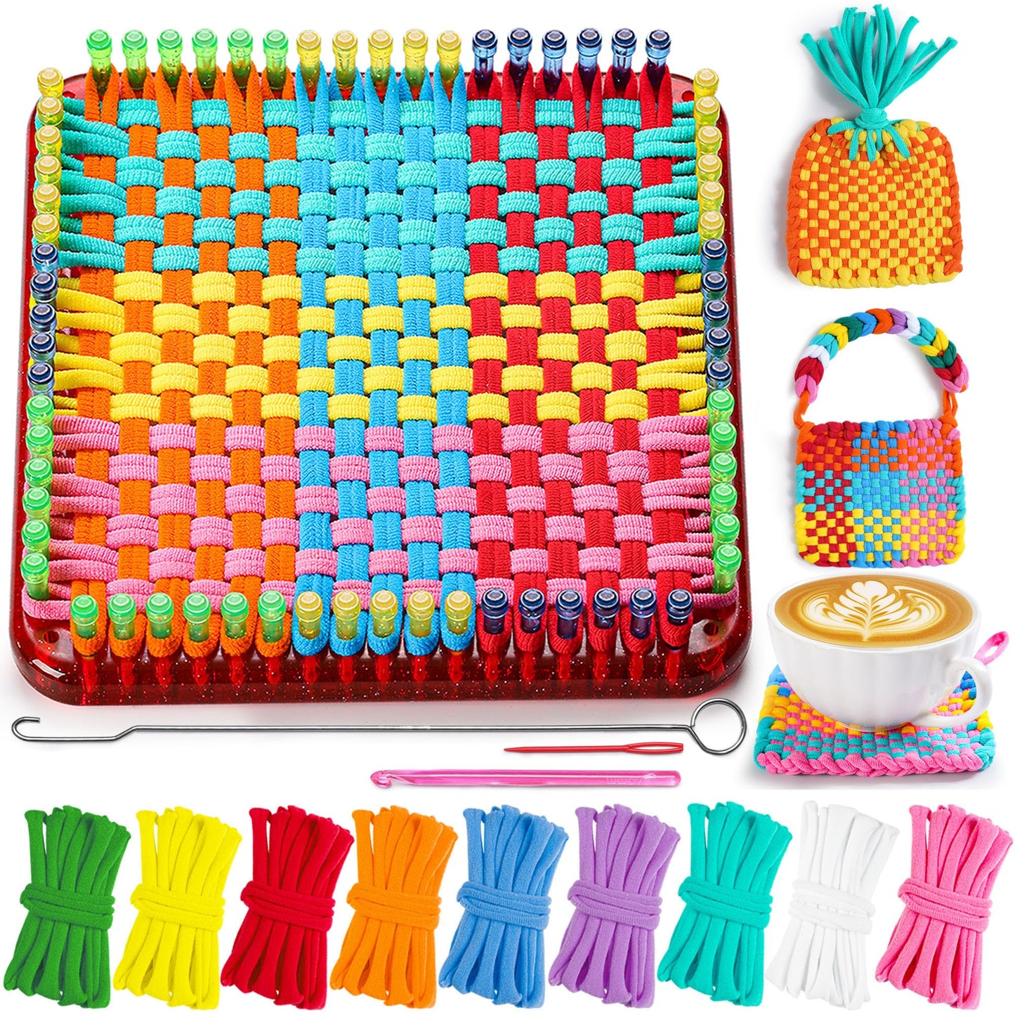 CCTVRTV Weaving Loom Kit Toys for Kids and Adults, Potholder Loops DIY Arts and Crafts for Boys and Girls Ages 5 6 7 8-12 13, Easy Potholder Loom Knitting Kits Gifts for Beginners, 252 Craft Loops