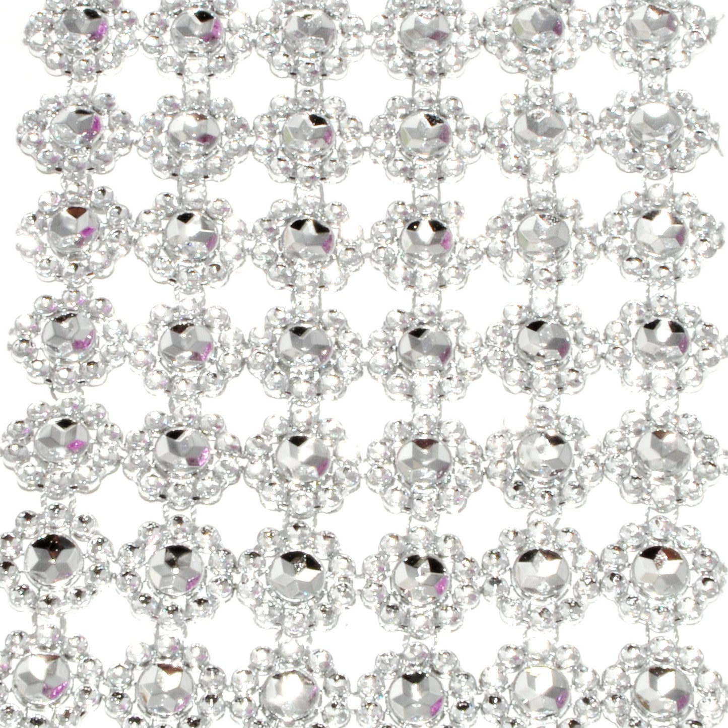 Mandala Crafts Flower Pattern 4 in 10 Yds Silver Bling Wrap Rhinestone Mesh Ribbon – Crystal Diamond Wrap Rhinestone Strips Roll for Crafts Wedding Event Decoration