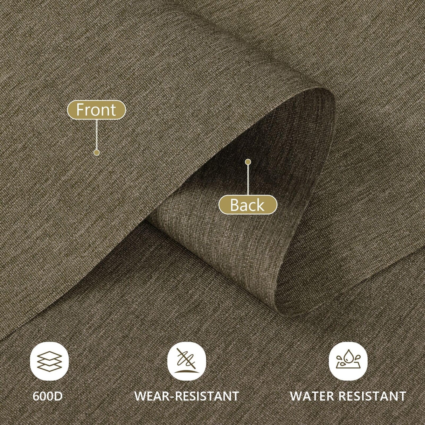 Waterproof Canvas Fabric by The Yard, 58inch 600D Upholstery Fabric Polyester Material Outdoor Water Resistant Material for Sewing Chair Patio Cushion Bag Sofa Seat Repair, 1 Yard Coffee
