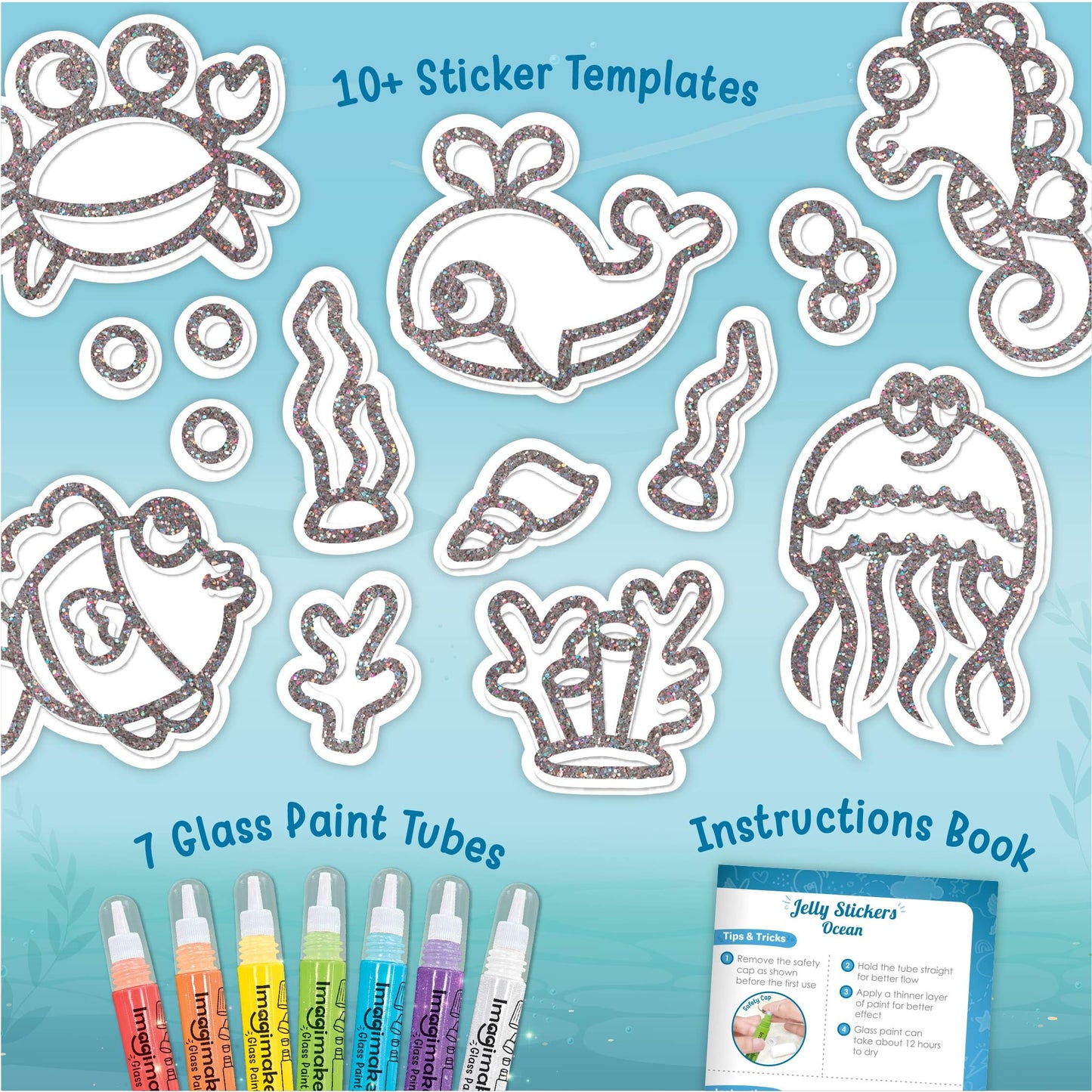Imagimake DIY Jelly Stickers - Ocean | Gel Window Clings | Activities for Kids Ages 3-5 | Craft Kits for Kids Ages 4-8 | Painting Kit for Boys Ages 5-8 | 3,4,5,6,7 Year Old Girl Birthday Gift